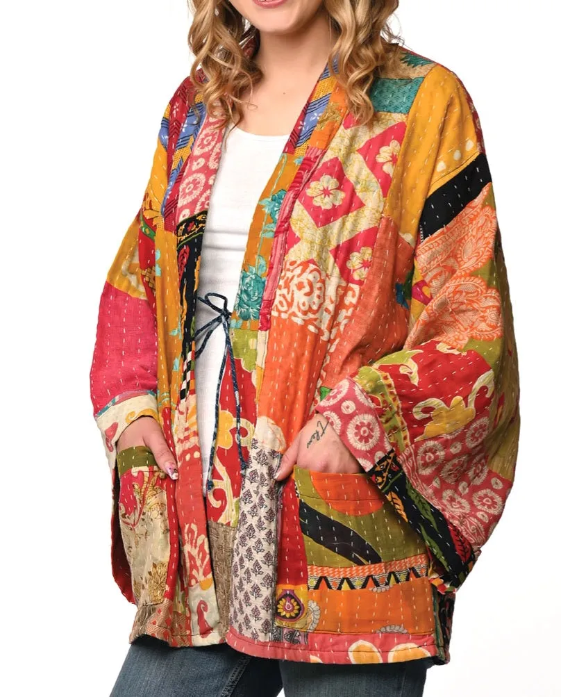 Reversible 100% Cotton Kantha Kimono Jacket