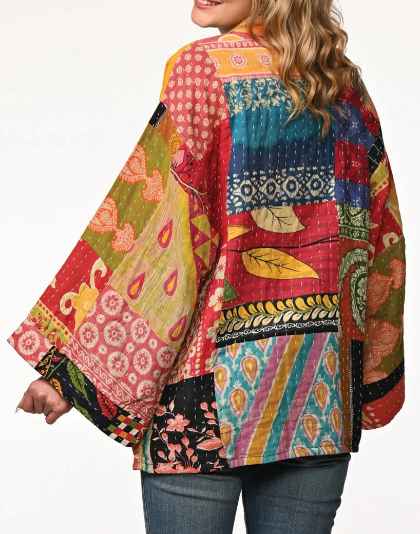 Reversible 100% Cotton Kantha Kimono Jacket