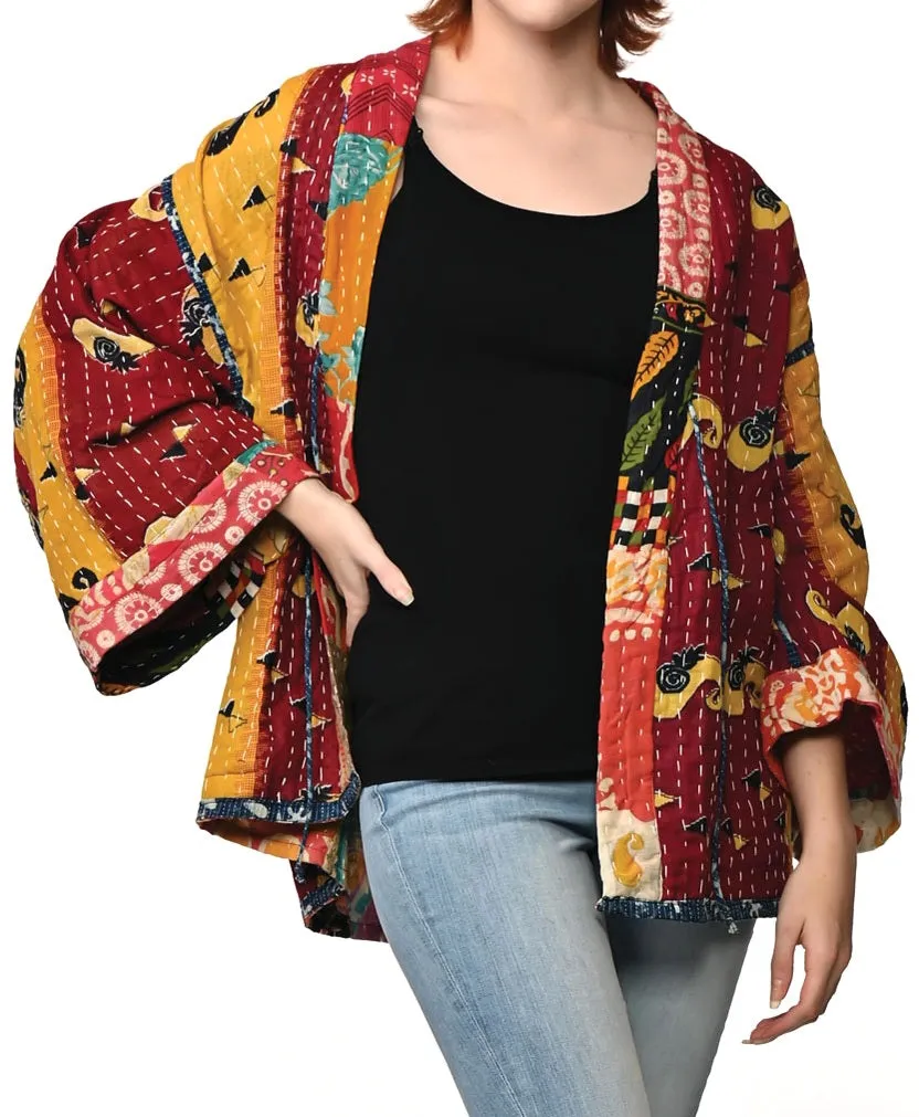 Reversible 100% Cotton Kantha Kimono Jacket