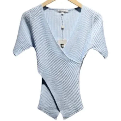Ribbed Knit Faux Wrap Knit