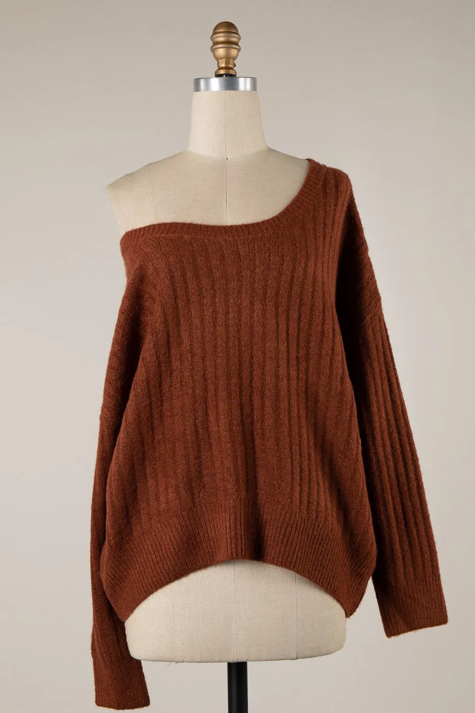 ROUND NECK RIBBED SOFT KNIT SWEATER