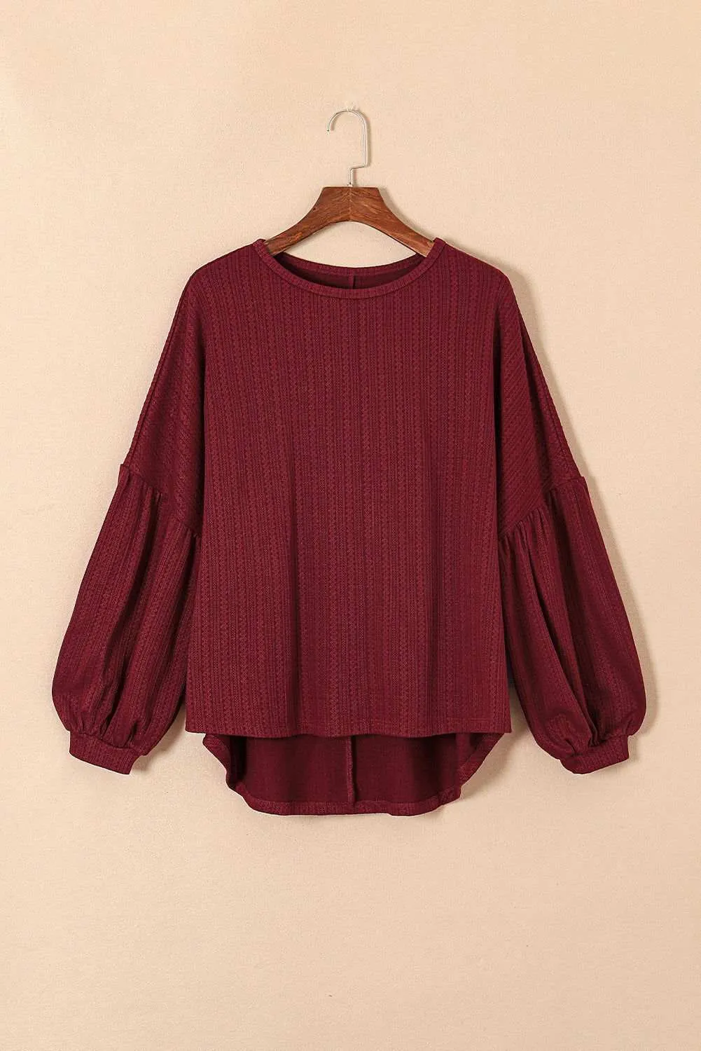 Ruby Plus Size Balloon Sleeve Textured Knit Top - Stylish Wear