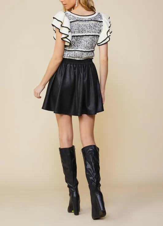 Ruffle Sleeve Knit Top