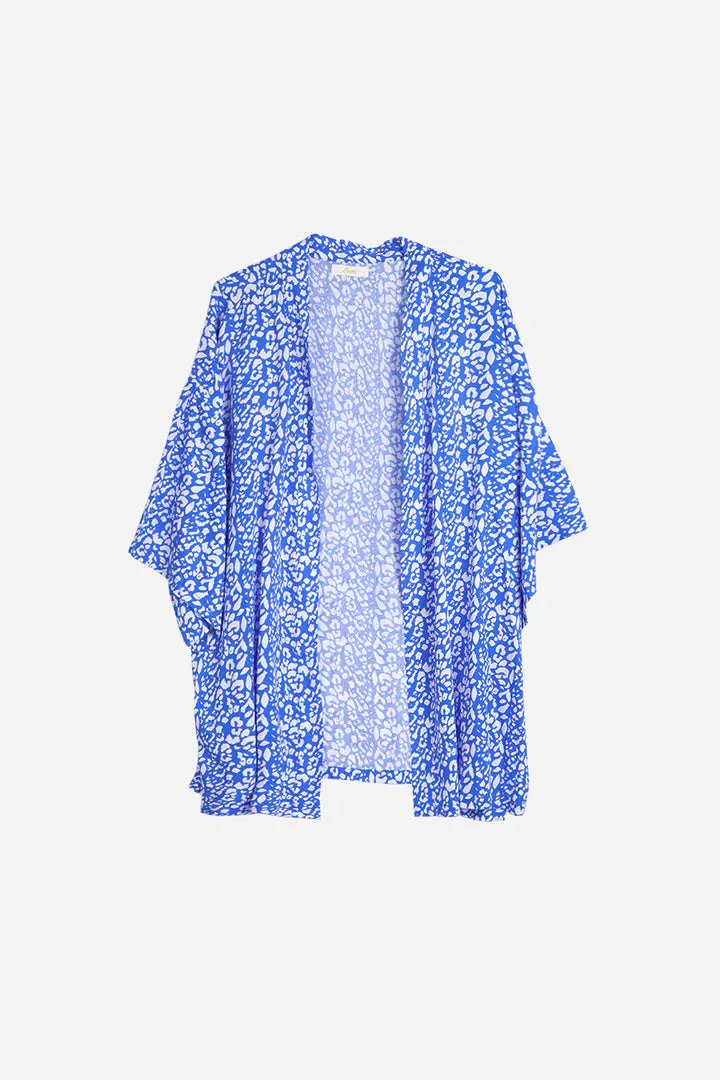 Sarta Green Two Tone Leopard Print Kimono