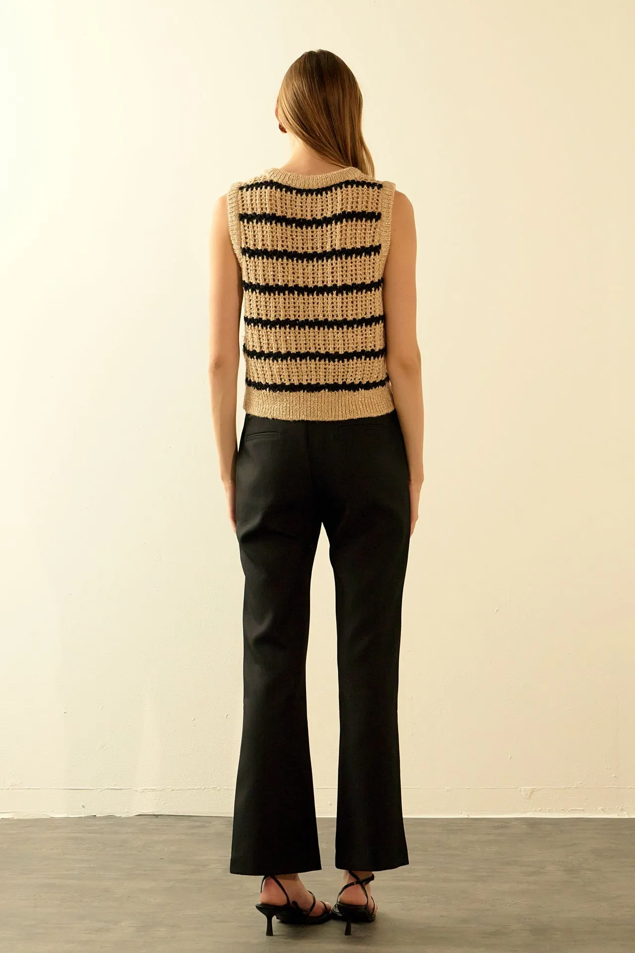 Sequins Stripe Knit Top
