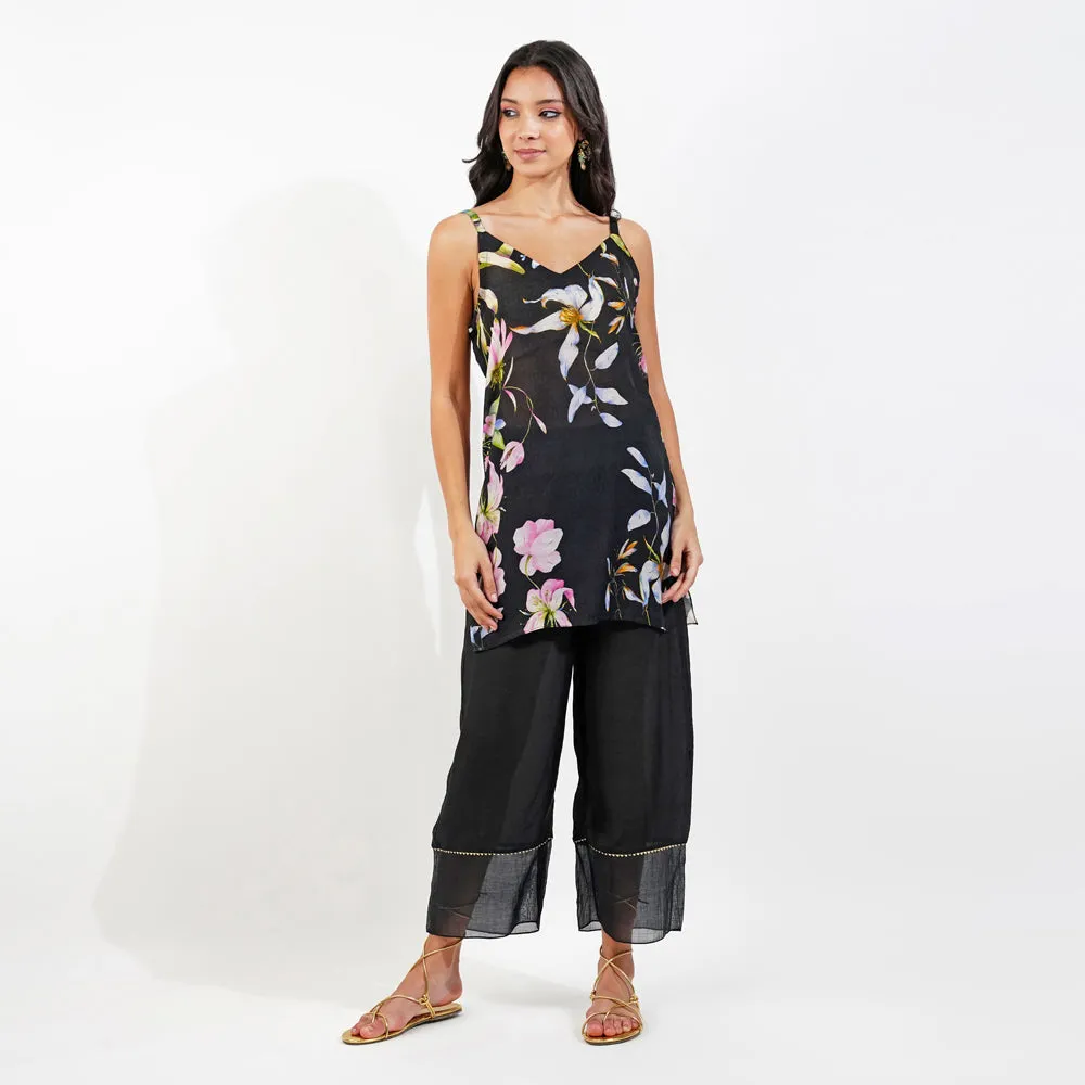 Shabby Chic Boxy Top- Black