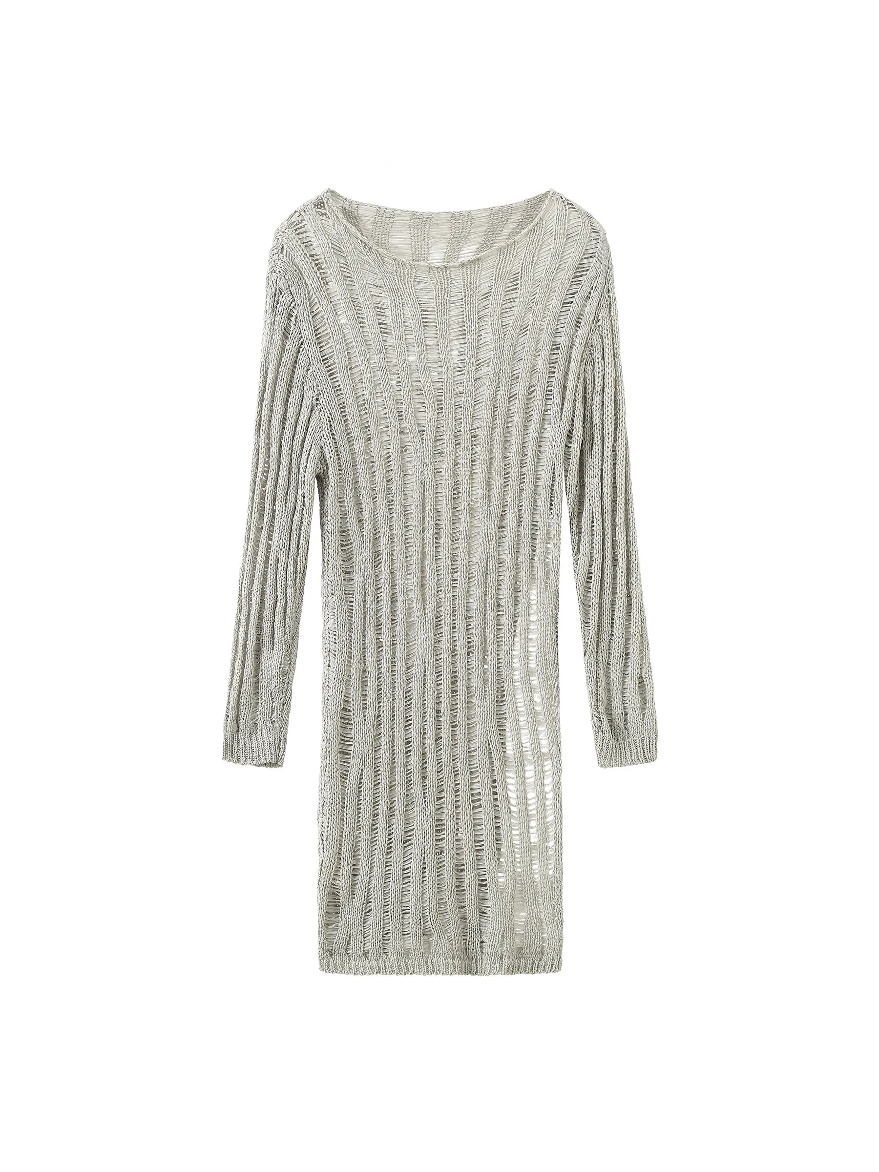 Sheer Slitted Long Sleeve Knit Top