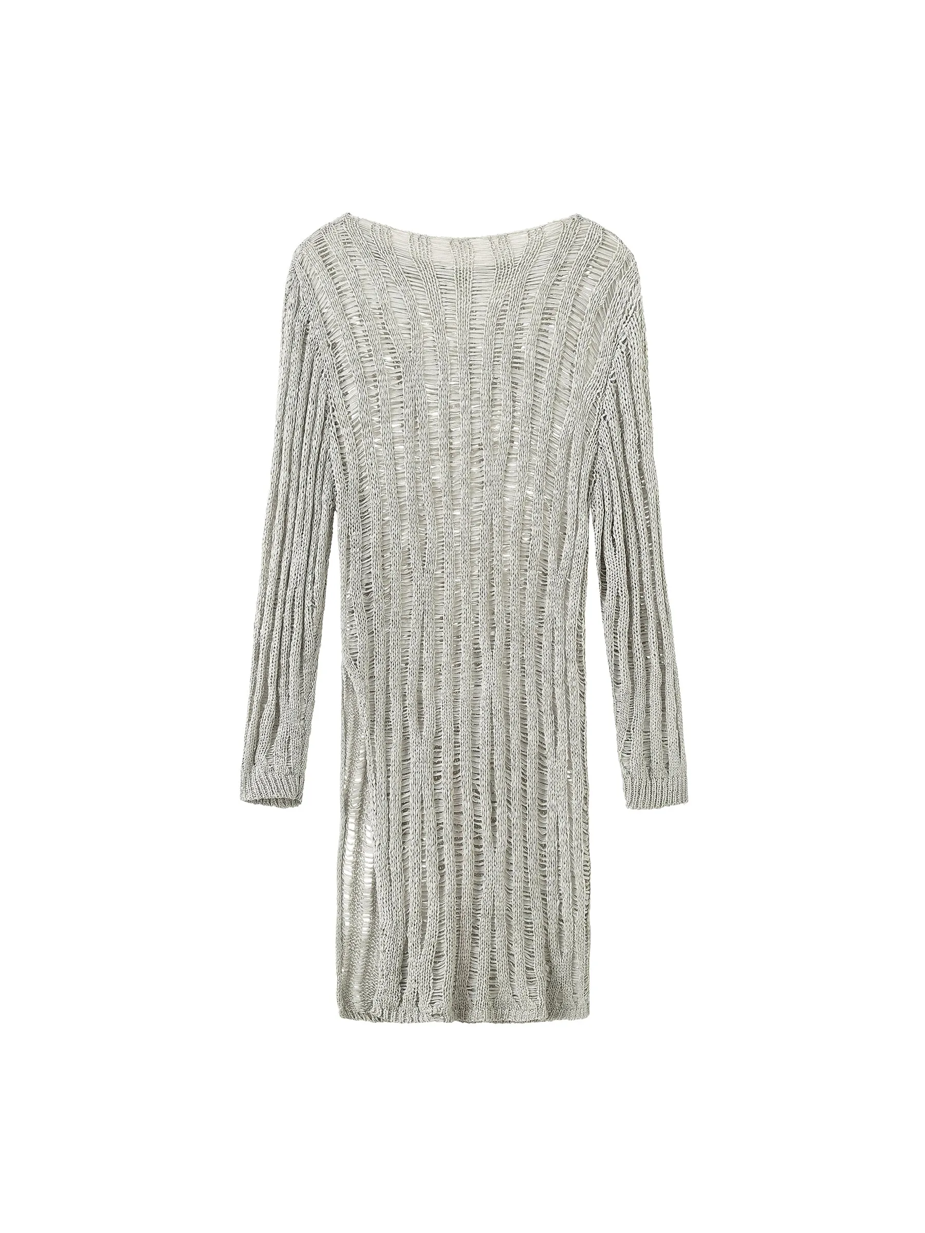 Sheer Slitted Long Sleeve Knit Top