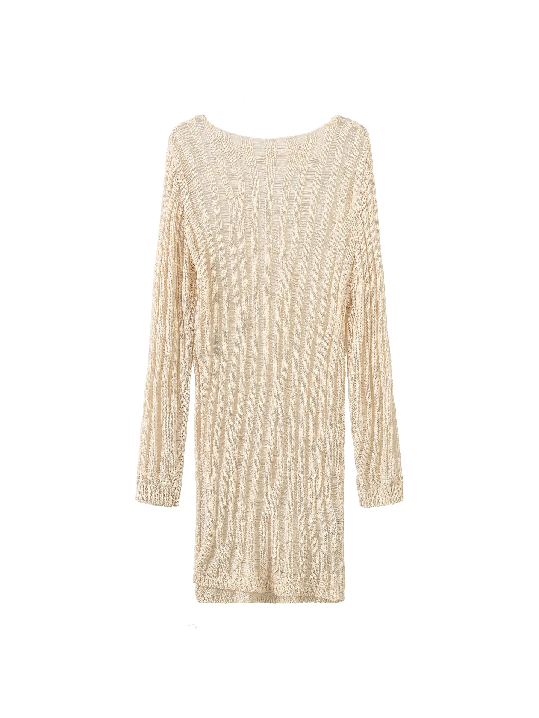Sheer Slitted Long Sleeve Knit Top
