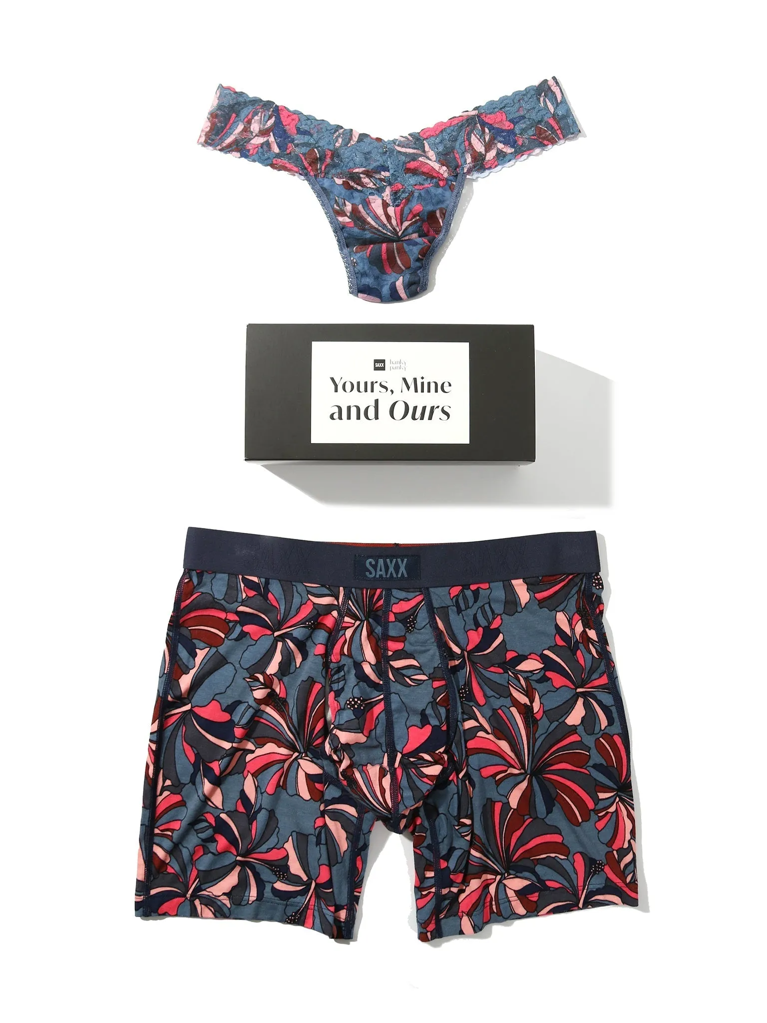 Signature Lace Low Rise Thong And Saxx Super Soft Vibe Boxer Brief Flower Pop