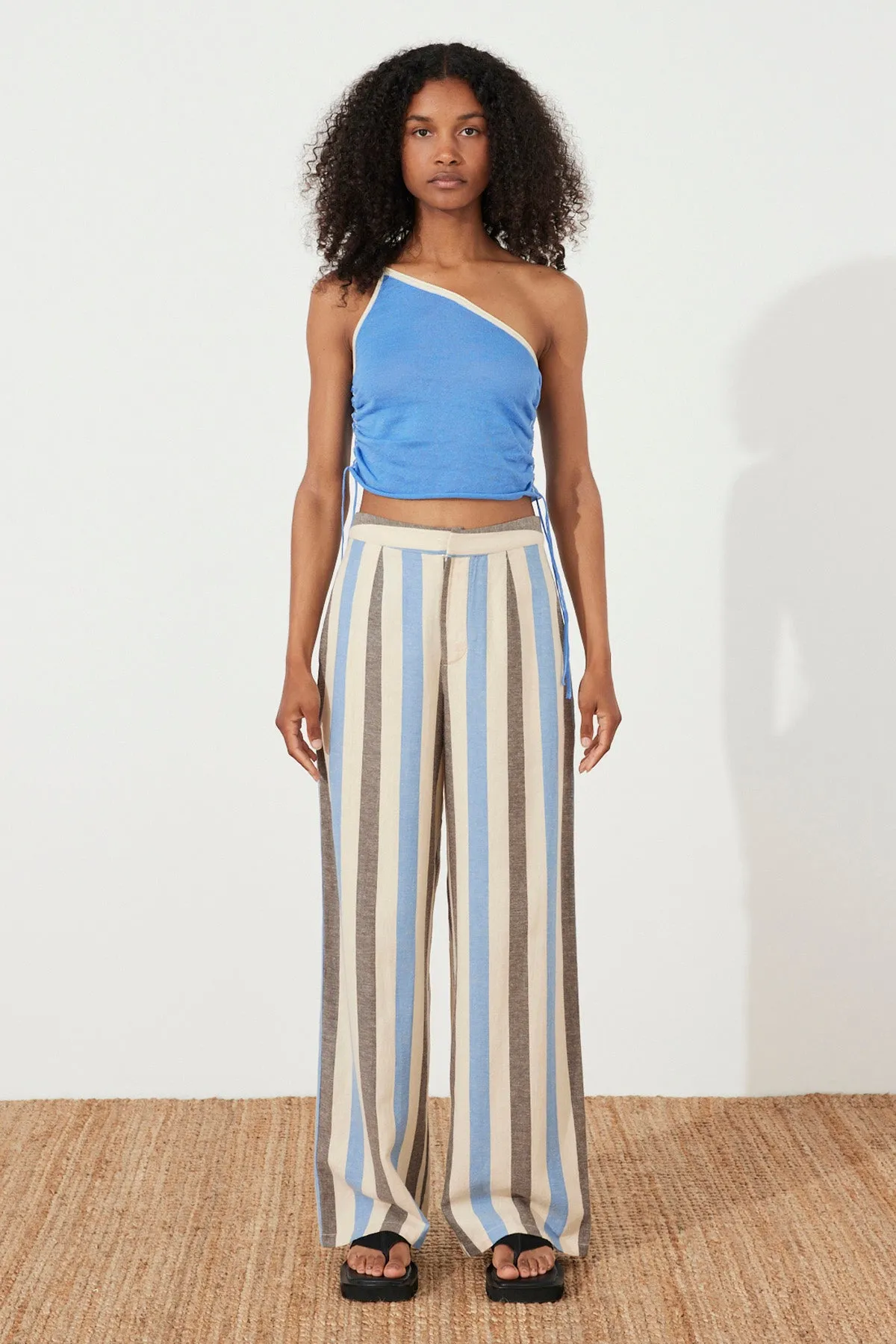 Sky Contrast Knit Crop Top