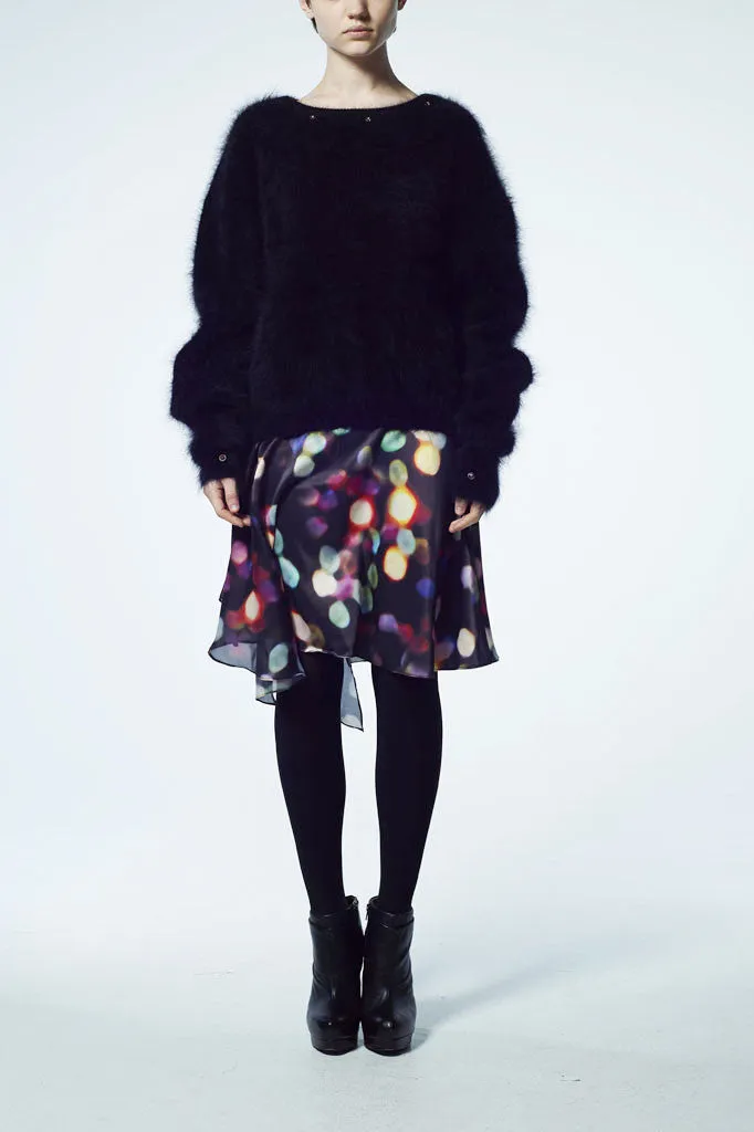 Slade Collection- Diamond Rivet Detailed Knitted Angora Yarn Over Sized Top
