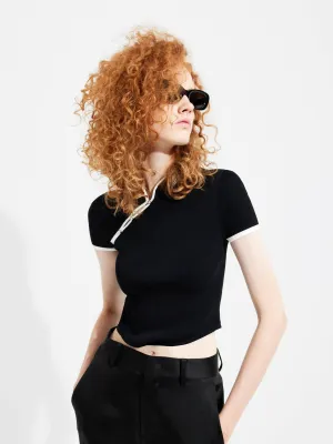 Slanted Placket Knit Top