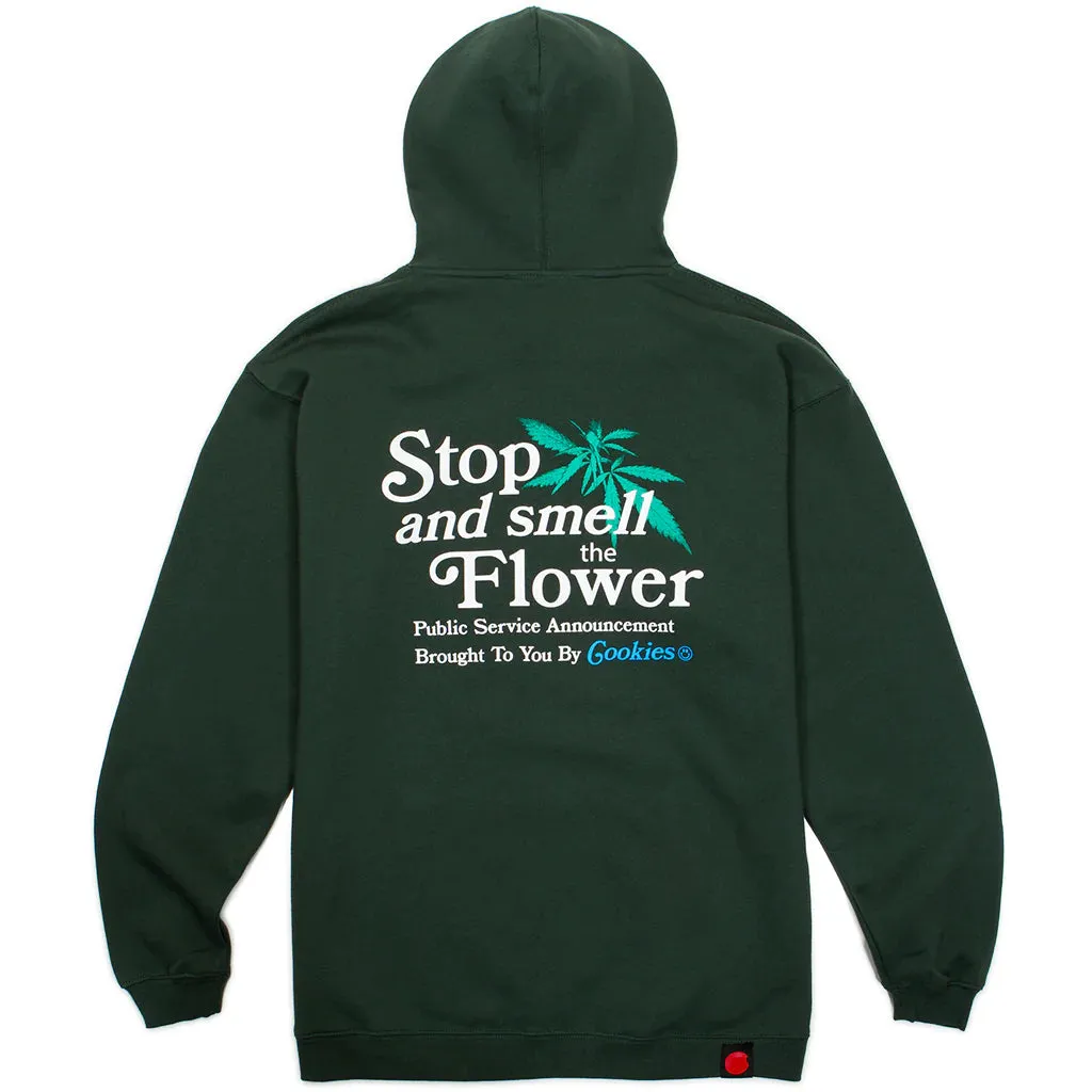 Smell The Flowers Pullover Hoodie - Forest Green