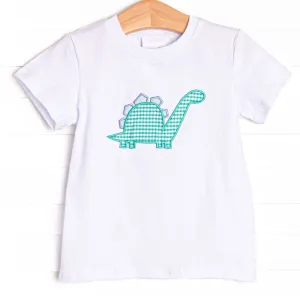 Spikey-saurus Applique Top, White