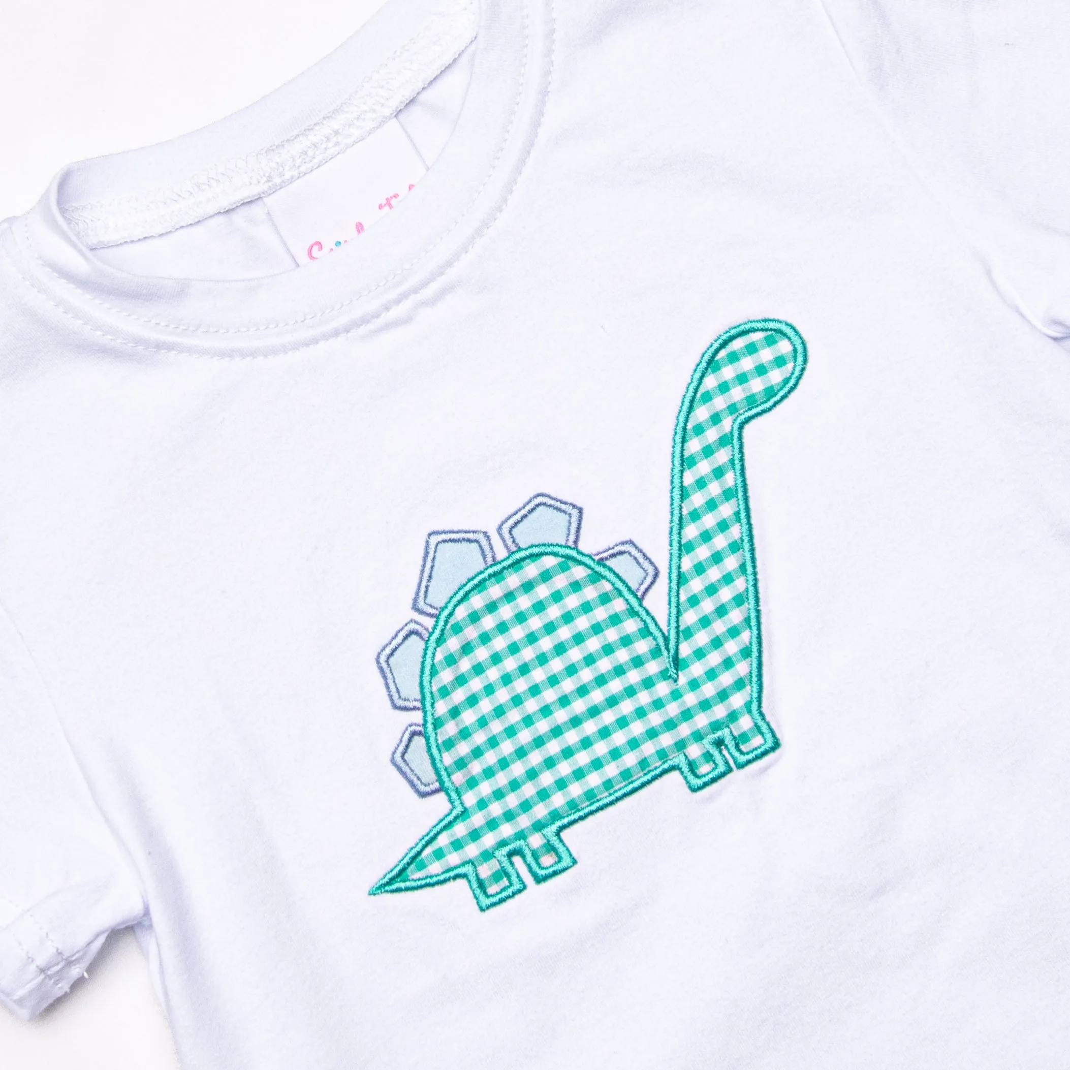 Spikey-saurus Applique Top, White