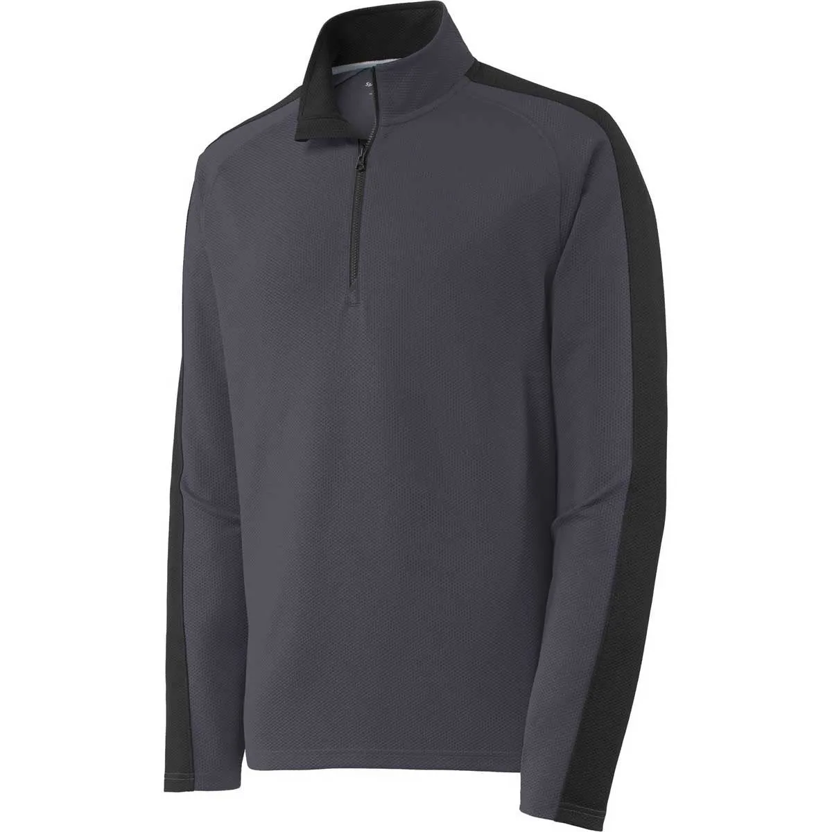 Sport-Tek Men's Iron Grey/Black Sport-Wick Textured Colorblock 1/4-Zip Pullover