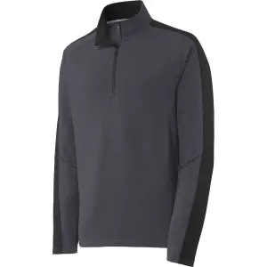 Sport-Tek Men's Iron Grey/Black Sport-Wick Textured Colorblock 1/4-Zip Pullover