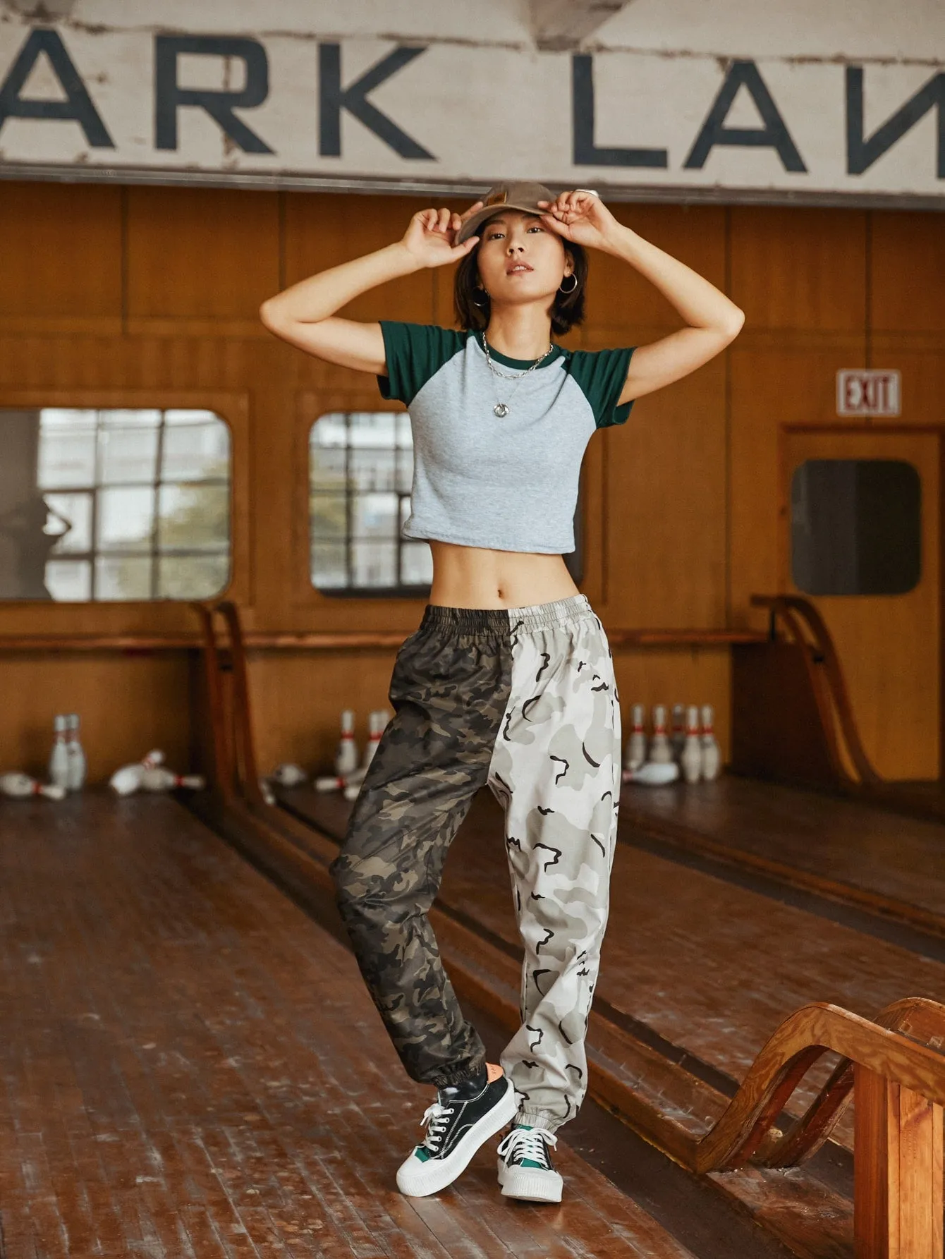 Sporty Camo Natural Long Women Pants