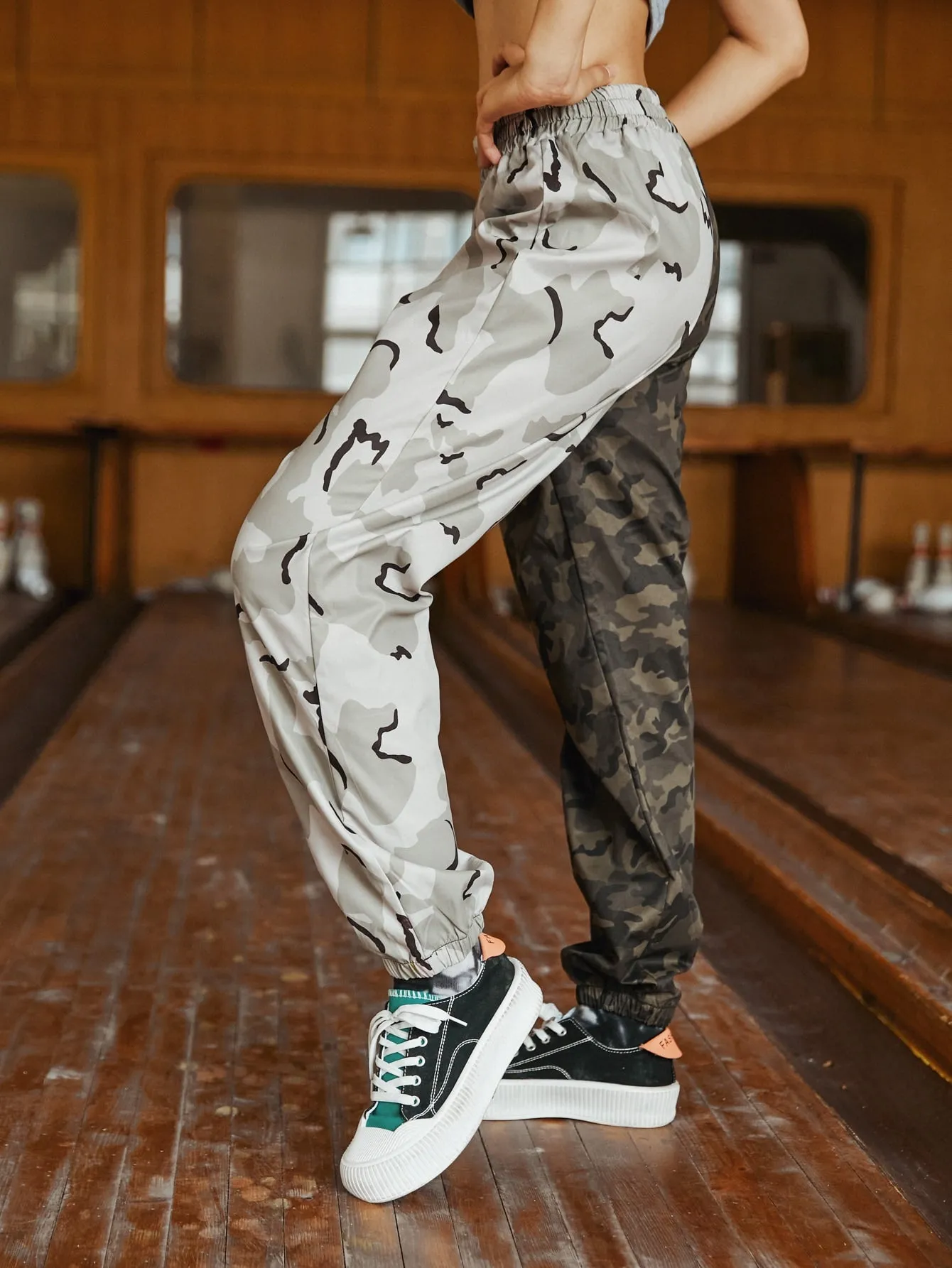 Sporty Camo Natural Long Women Pants