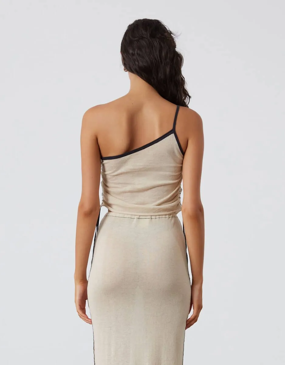 Stone Contrast Knit Crop Top