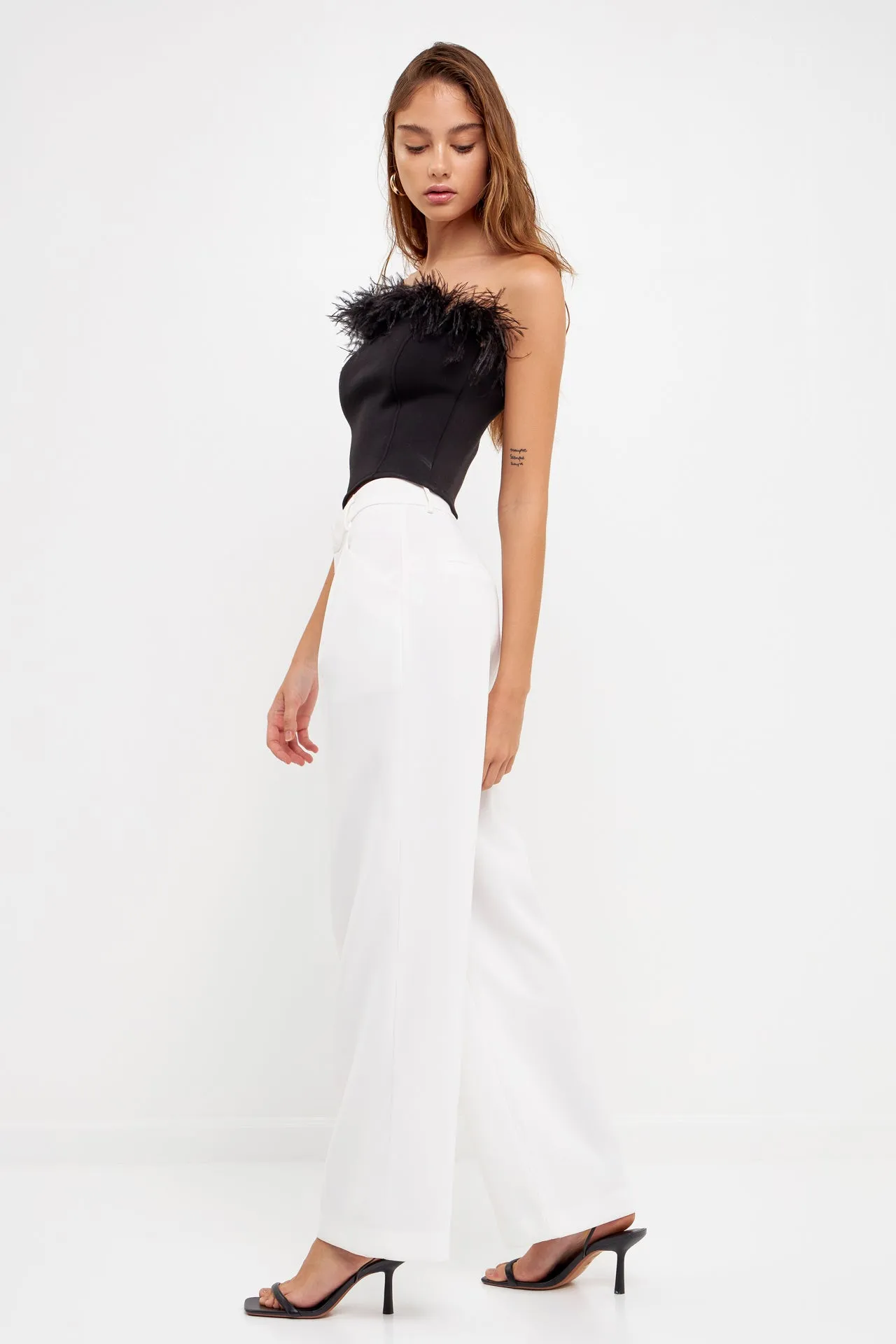 Strapless Knit Feather Top