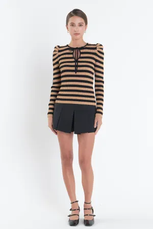 Stripe Bow Knit Top