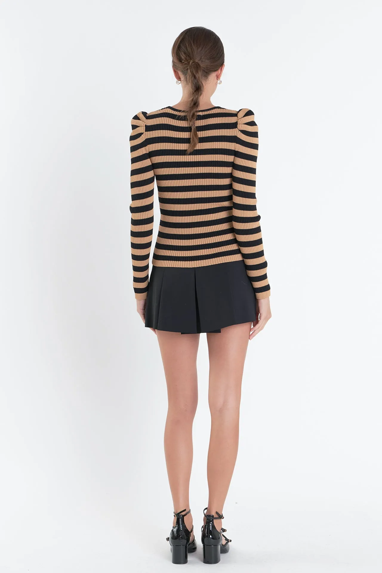 Stripe Bow Knit Top