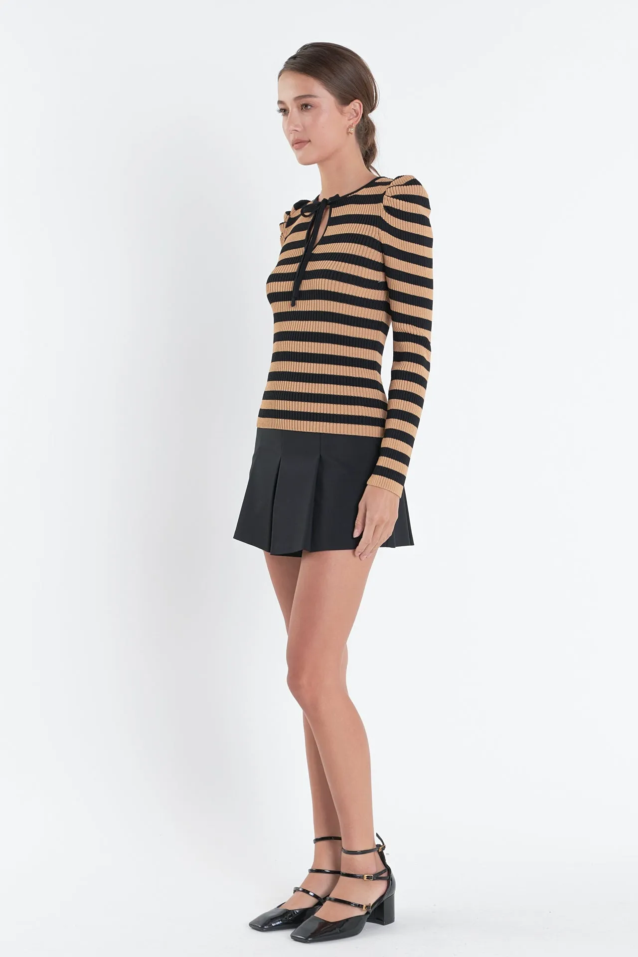 Stripe Bow Knit Top