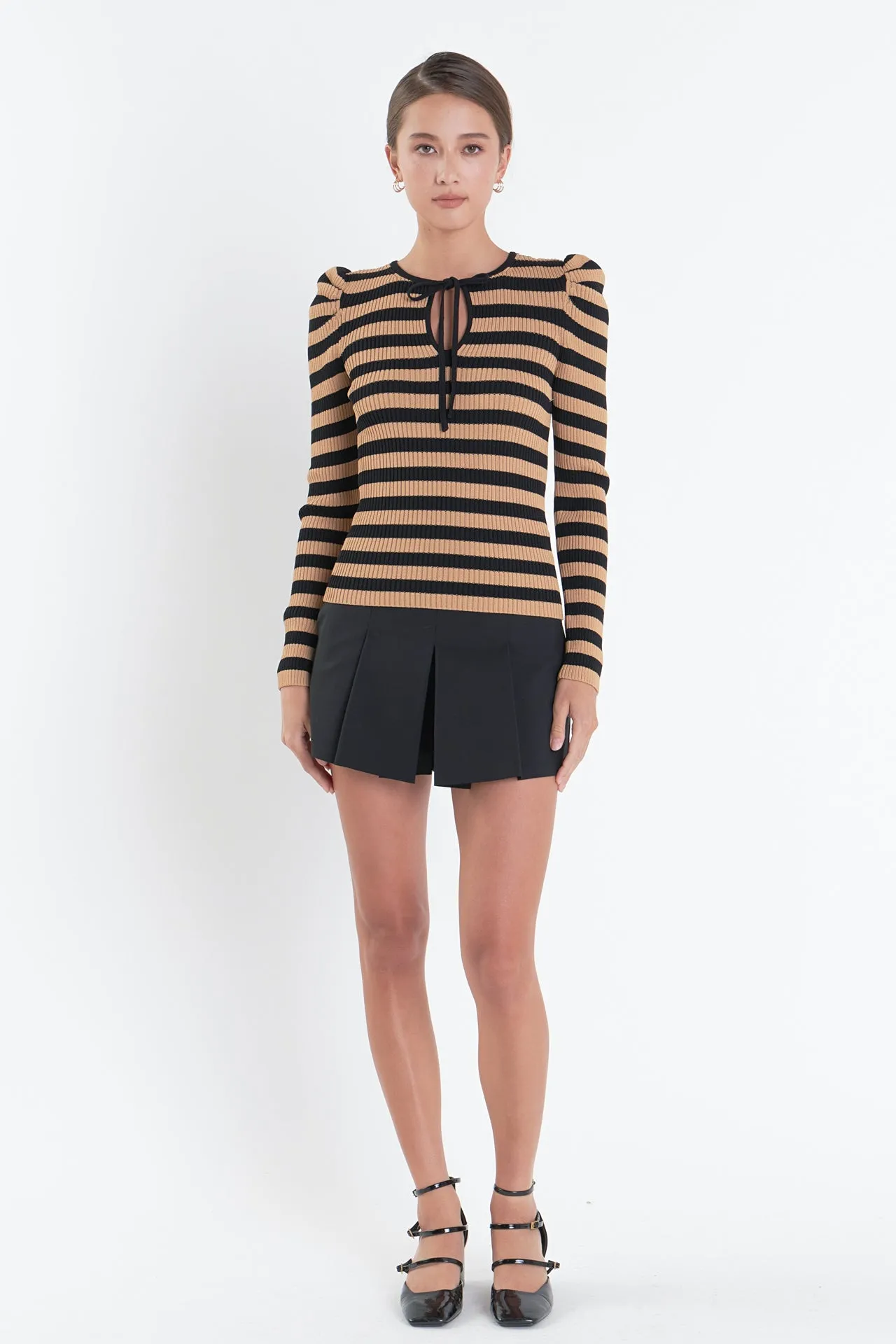 Stripe Bow Knit Top