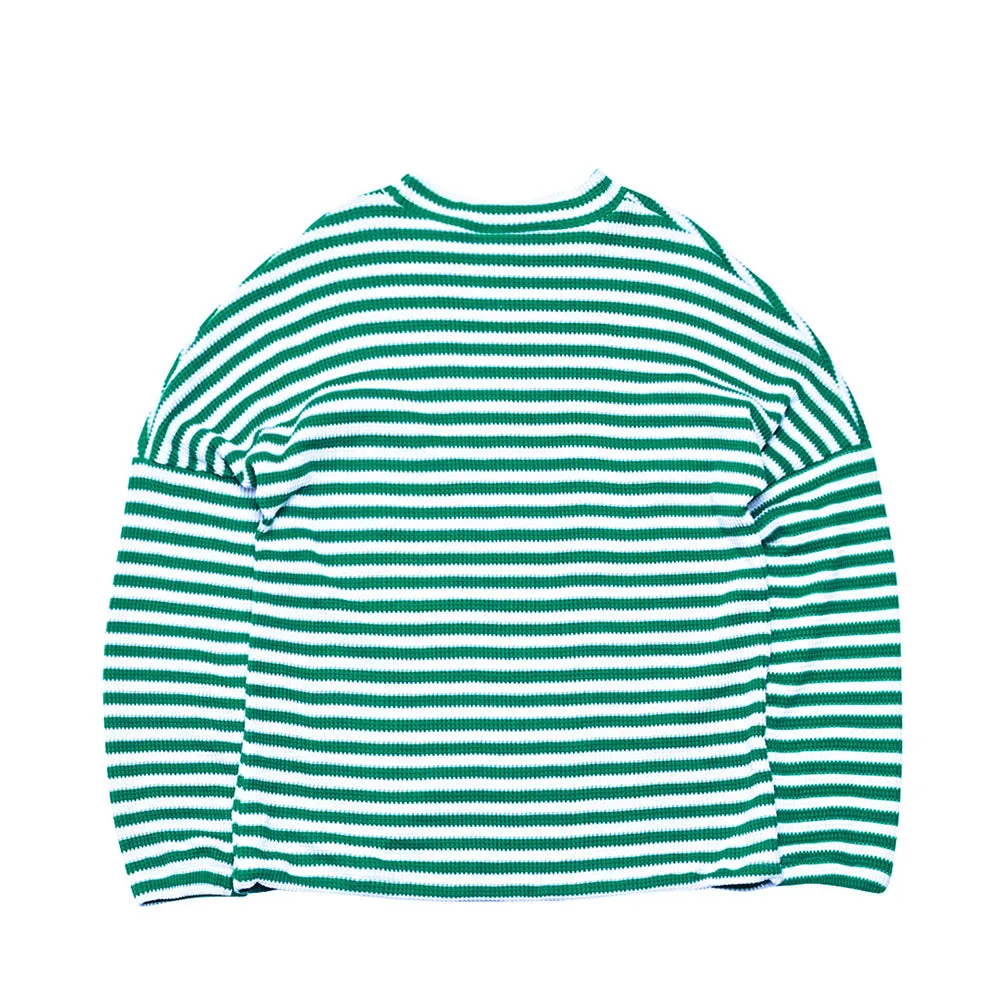 STRIPE HIGH NECK PULLOVER GREEN