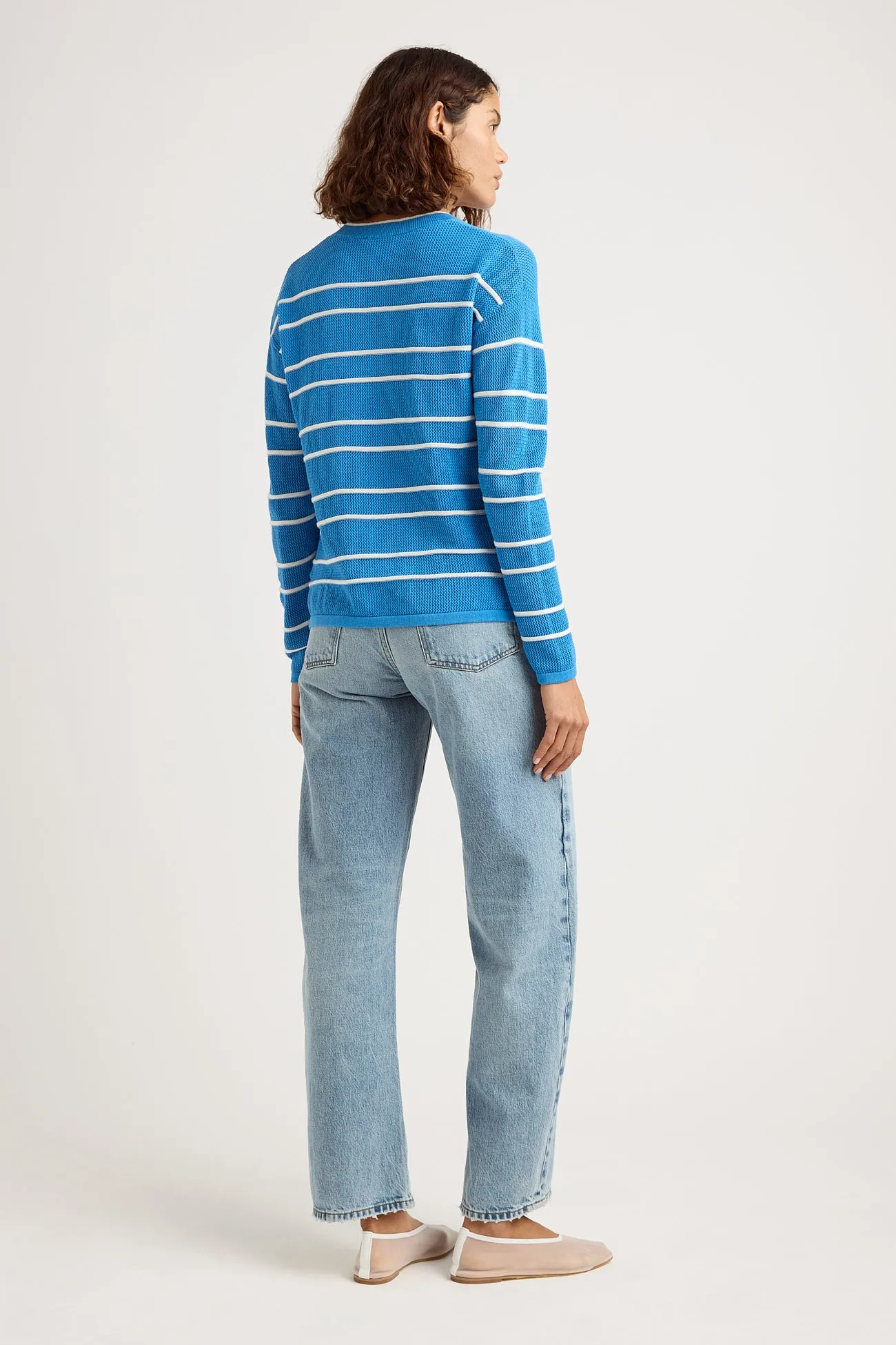 STRIPE MESH KNIT TOP