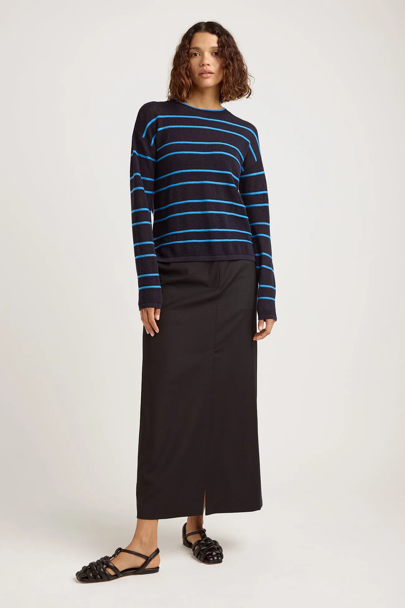 STRIPE MESH KNIT TOP