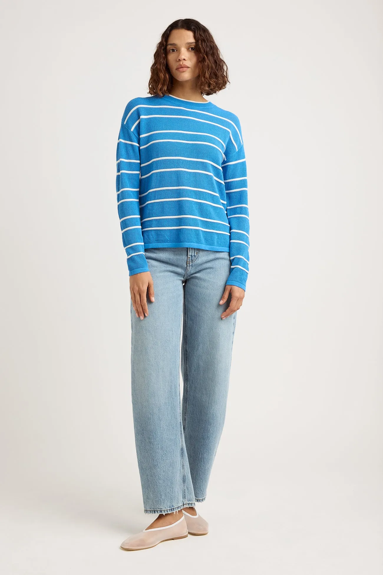 STRIPE MESH KNIT TOP