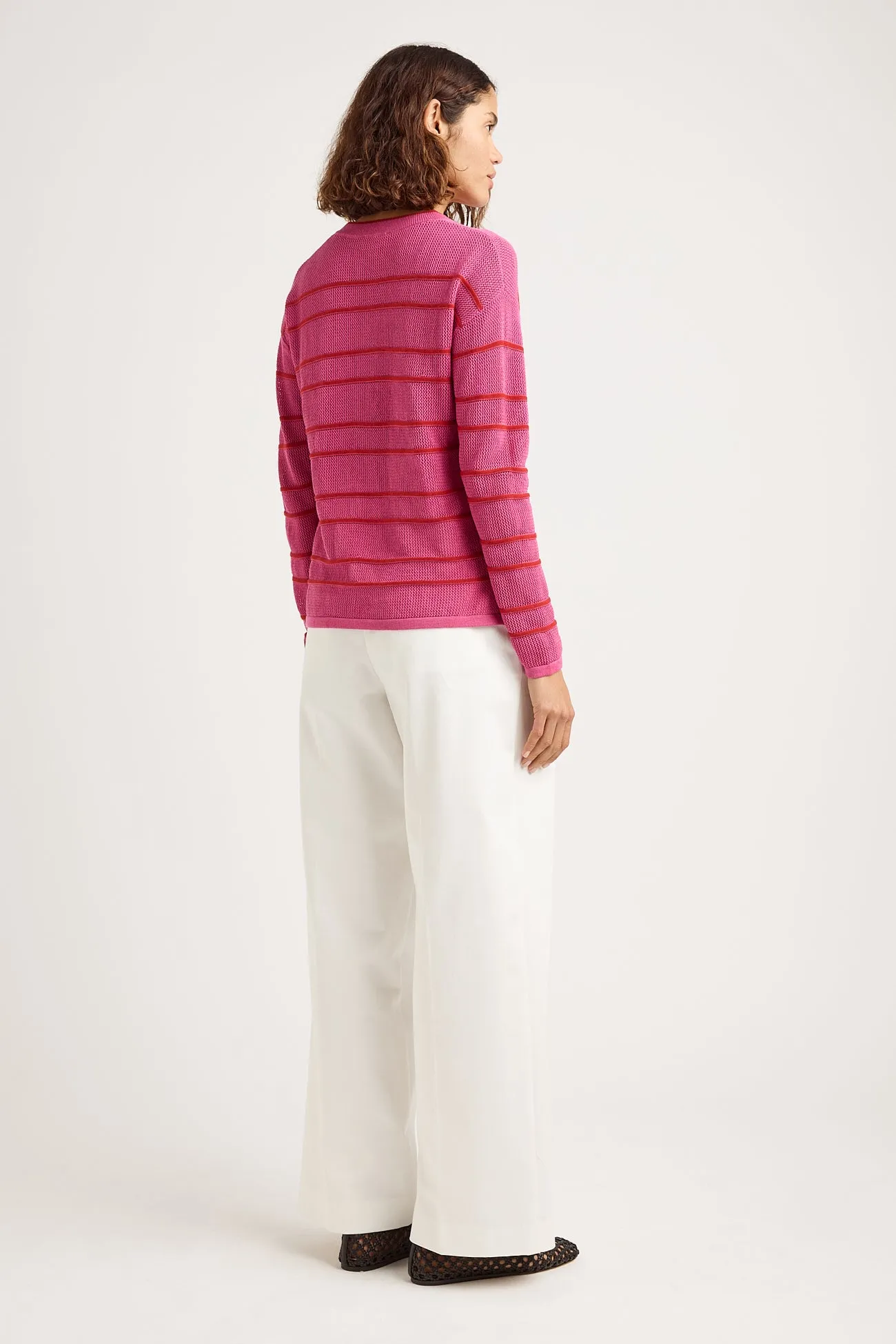 STRIPE MESH KNIT TOP