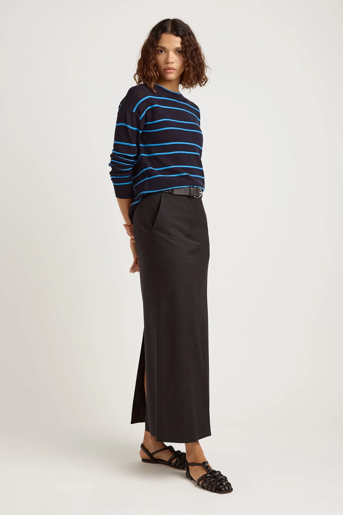 STRIPE MESH KNIT TOP