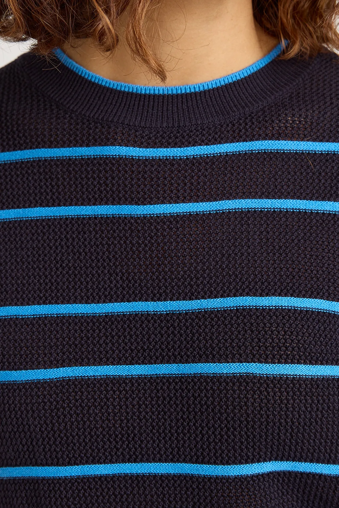 STRIPE MESH KNIT TOP