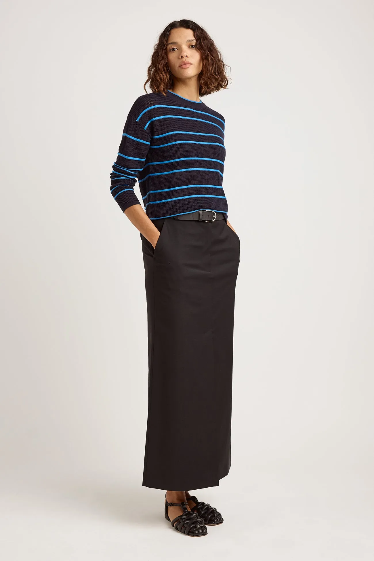 STRIPE MESH KNIT TOP