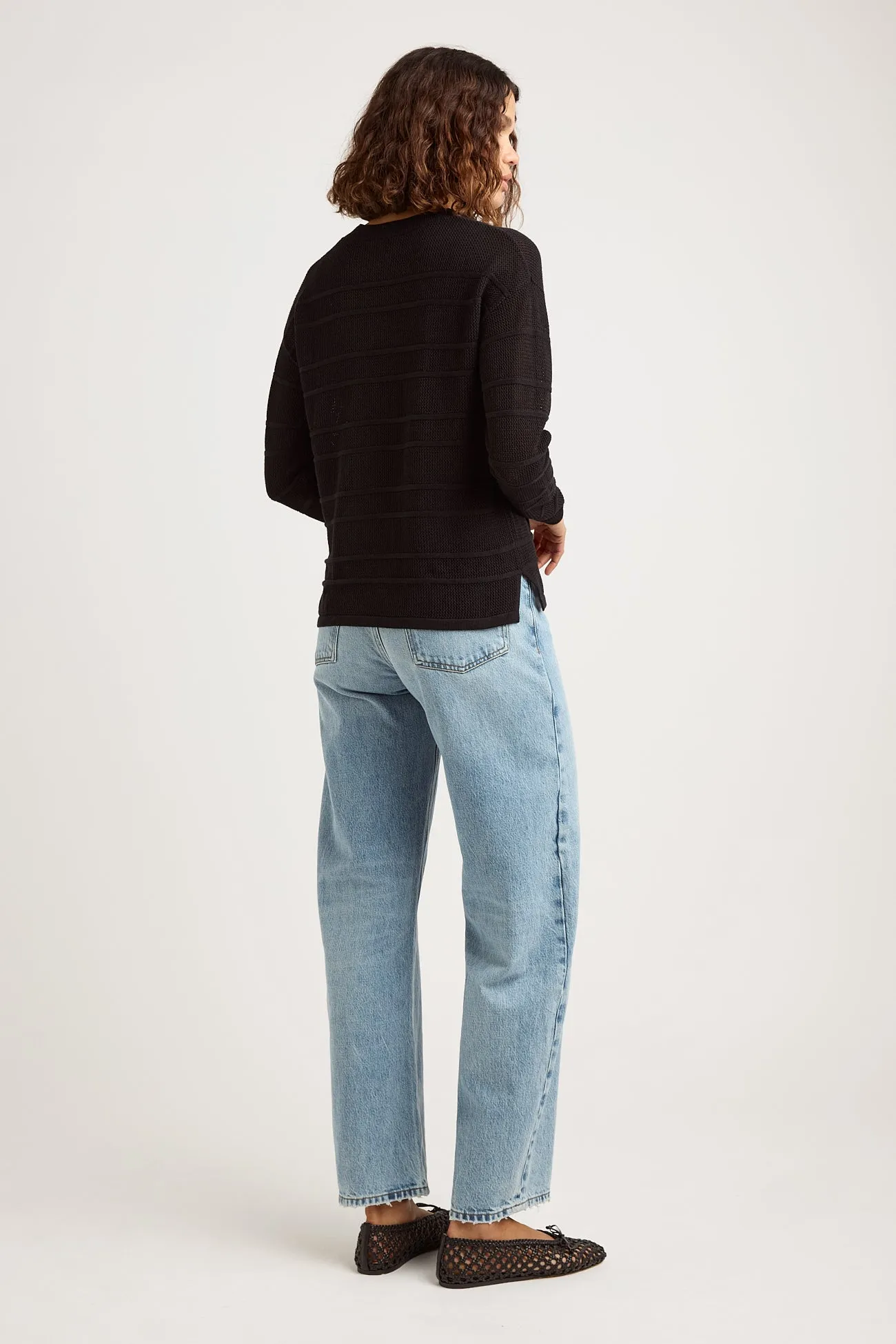 STRIPE MESH KNIT TOP