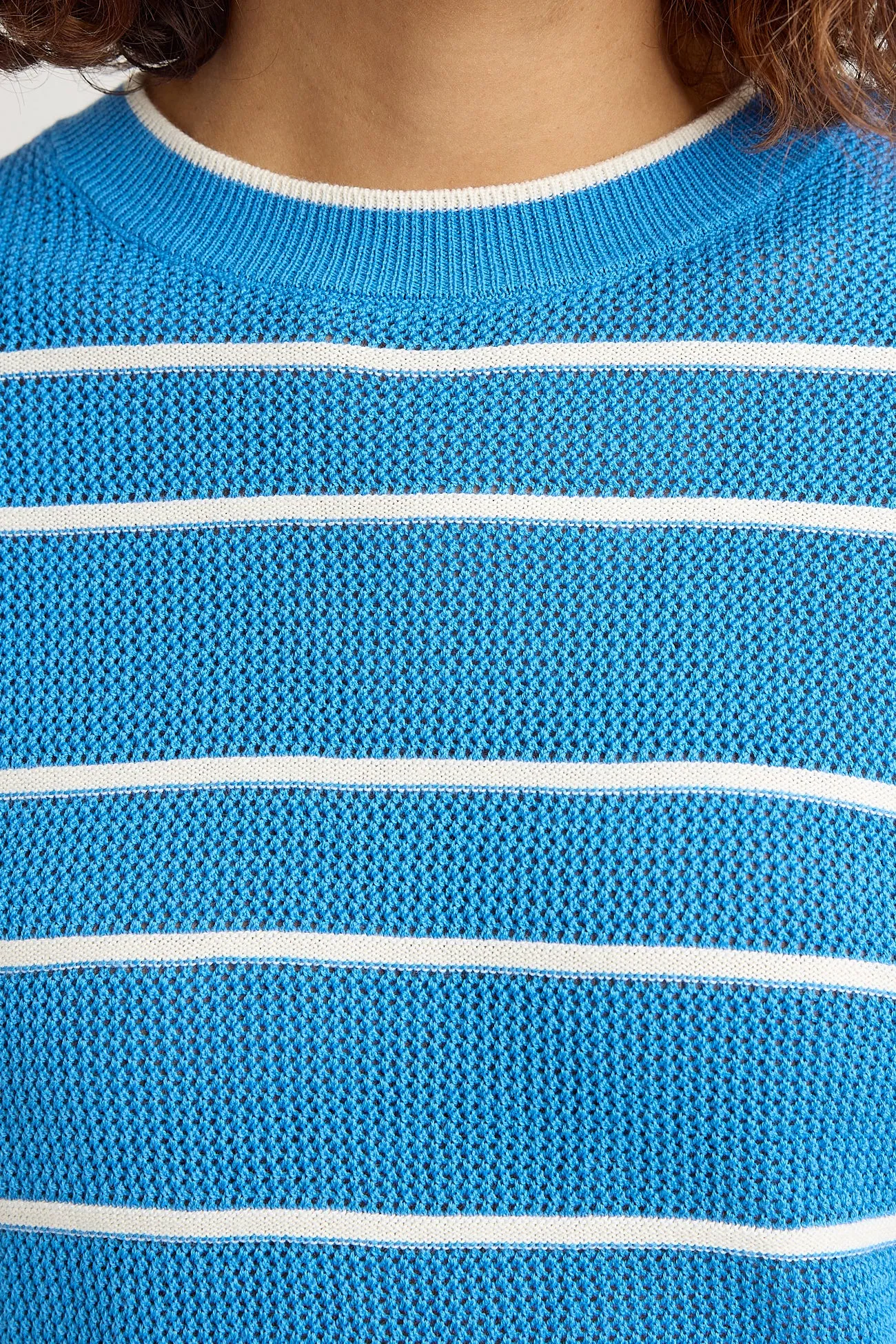 STRIPE MESH KNIT TOP