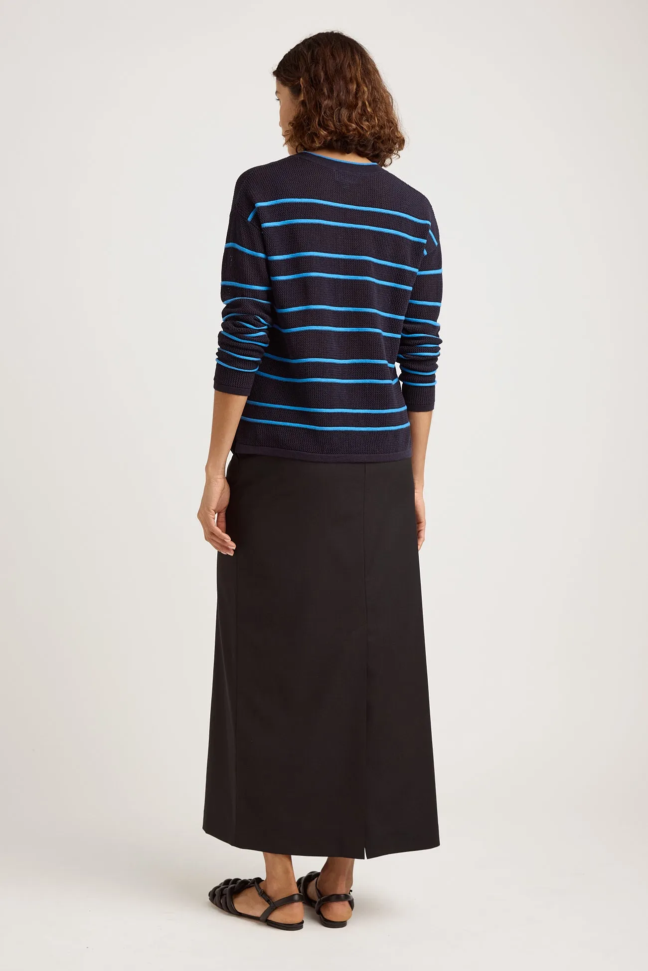 STRIPE MESH KNIT TOP