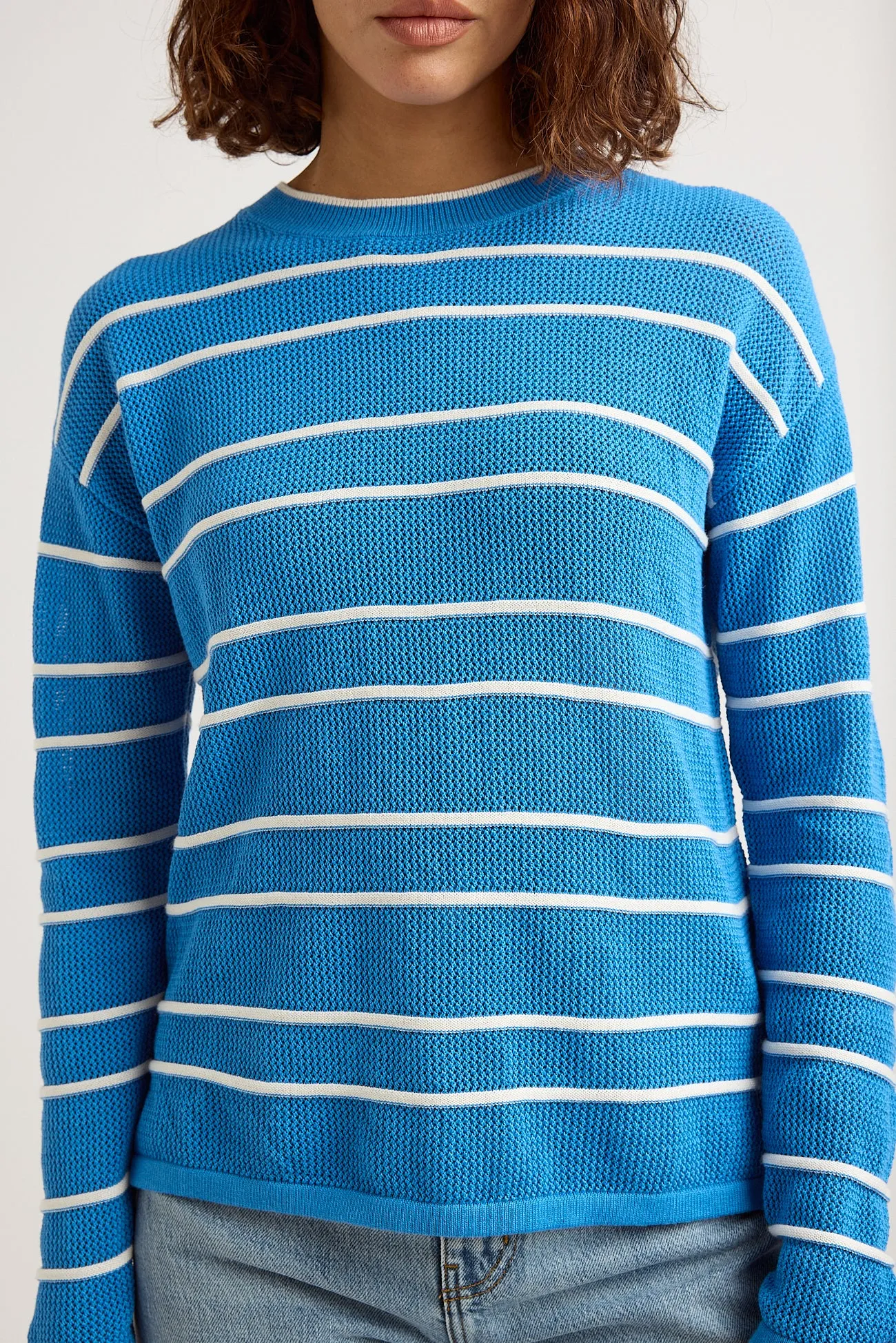 STRIPE MESH KNIT TOP