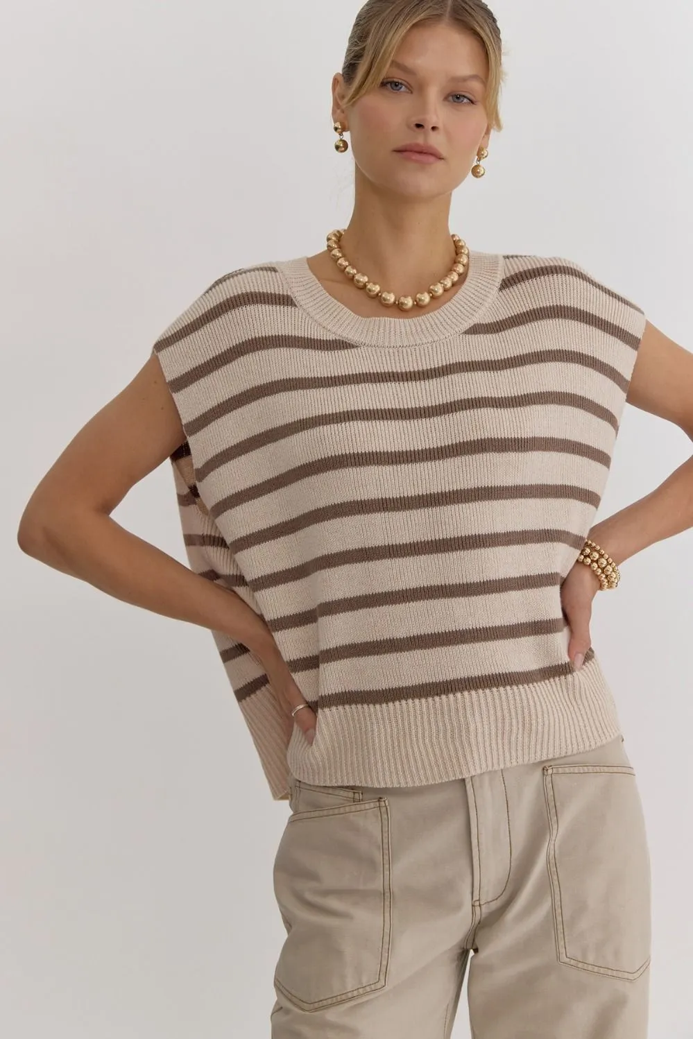 Stripe Print Knit Top