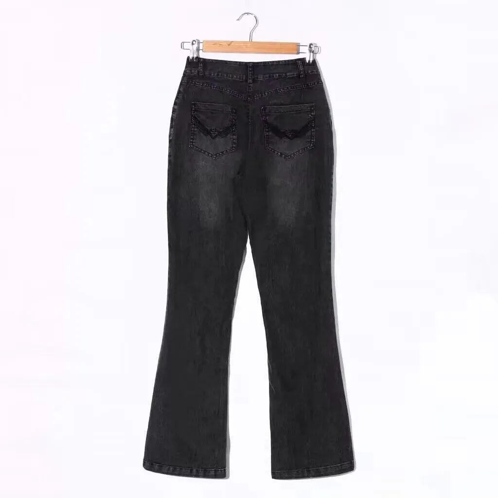 STYLISH BOOT CUT LOW-RISE DENIM JEANS