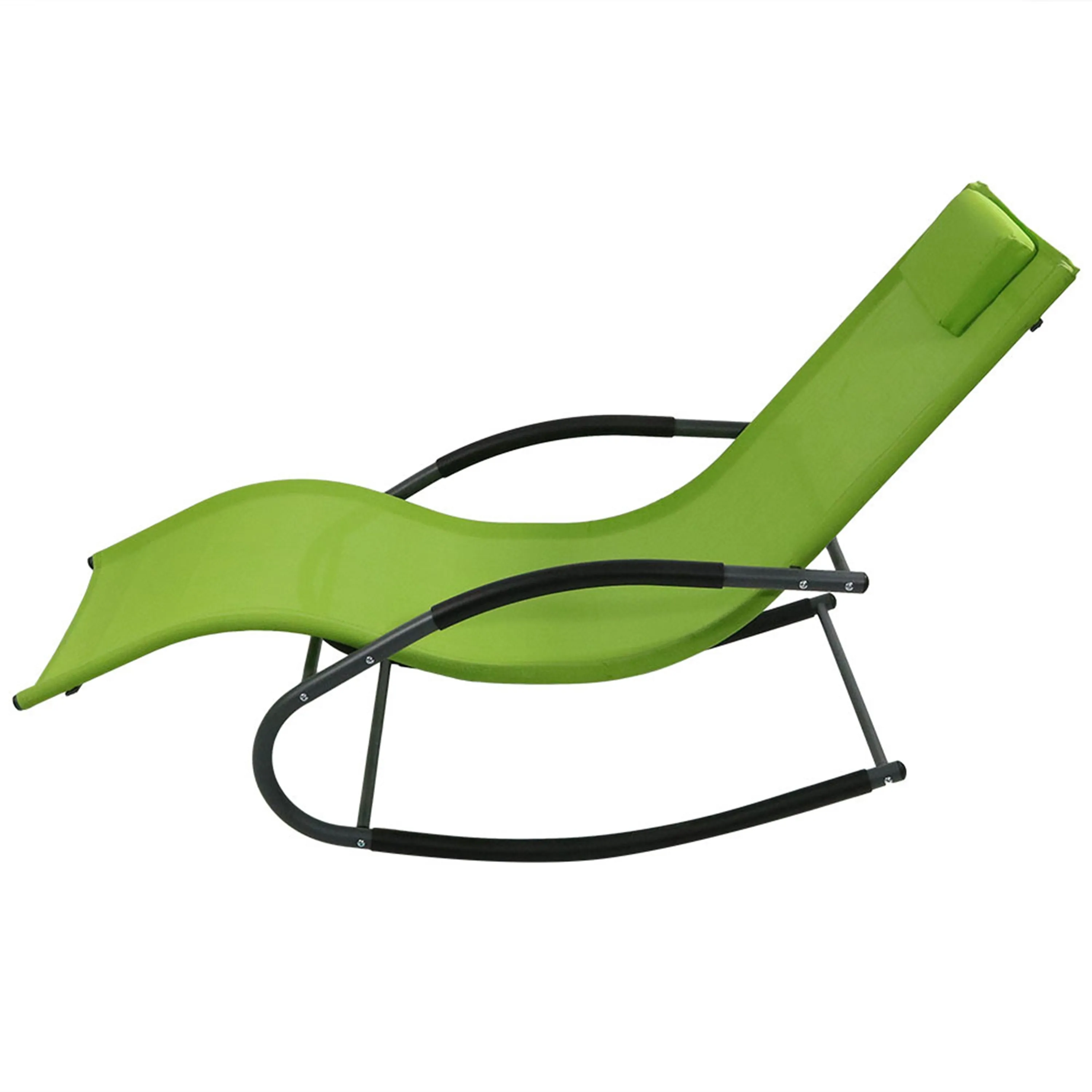 Sunnydaze Outdoor Patio Rocking Wave Lounger with Pillow - Green