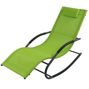 Sunnydaze Outdoor Patio Rocking Wave Lounger with Pillow - Green