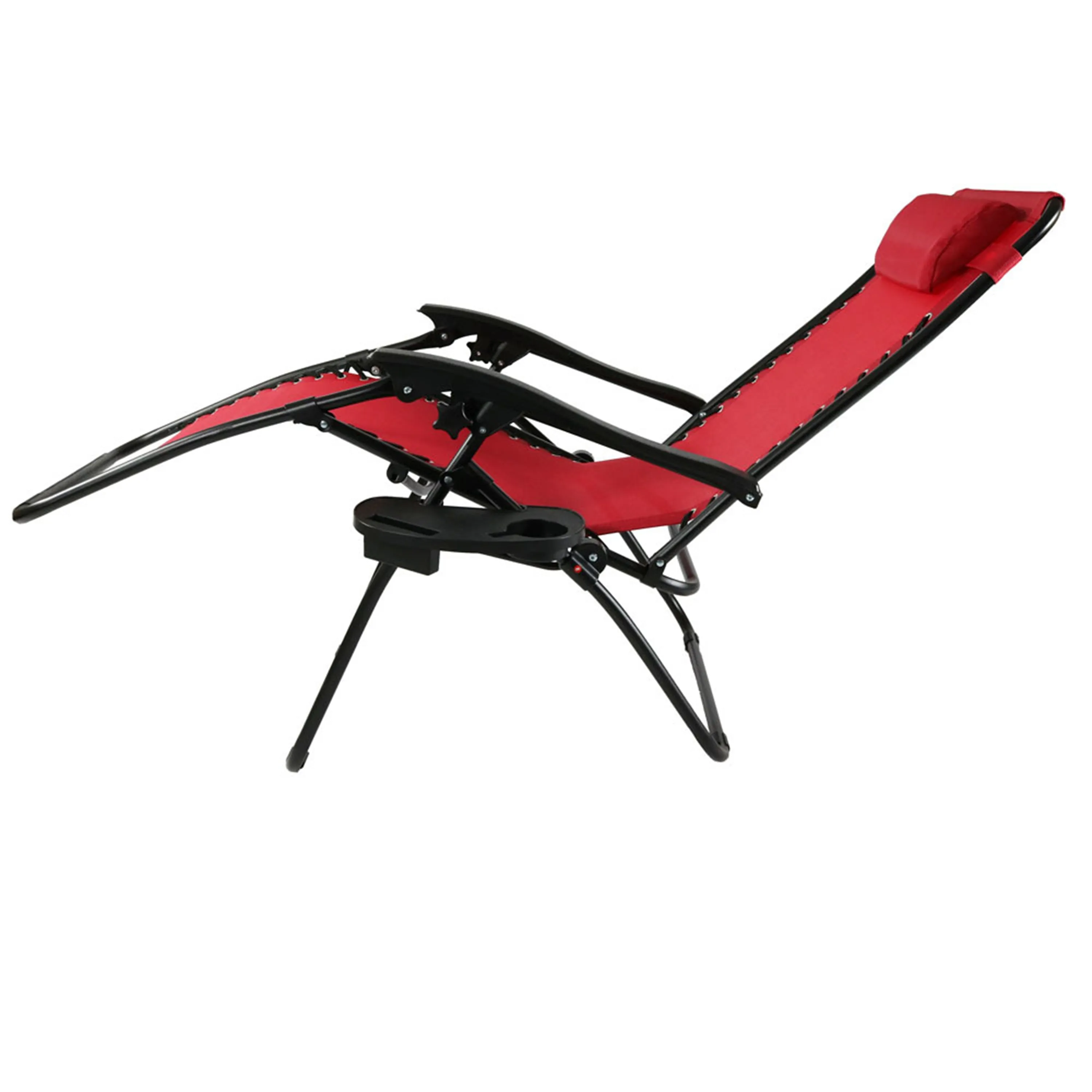 Sunnydaze Oversized Zero Gravity Chair with Pillow and Cup Holder - Set of 2 - Red