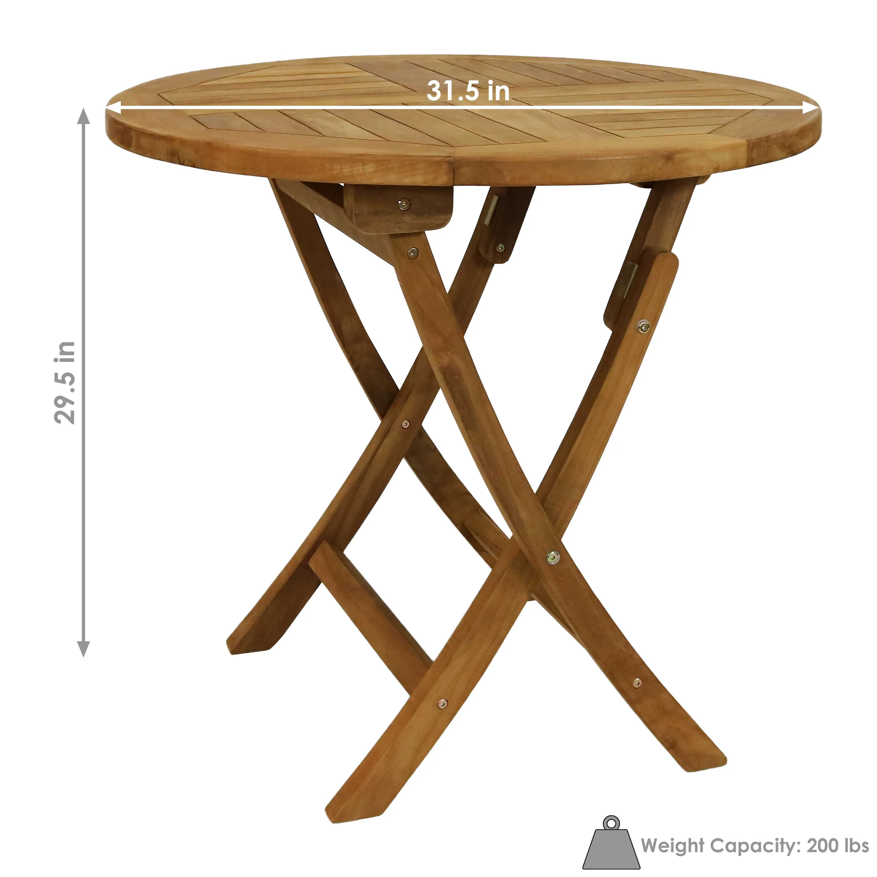 Sunnydaze Premium Teak Wood Round Folding Table