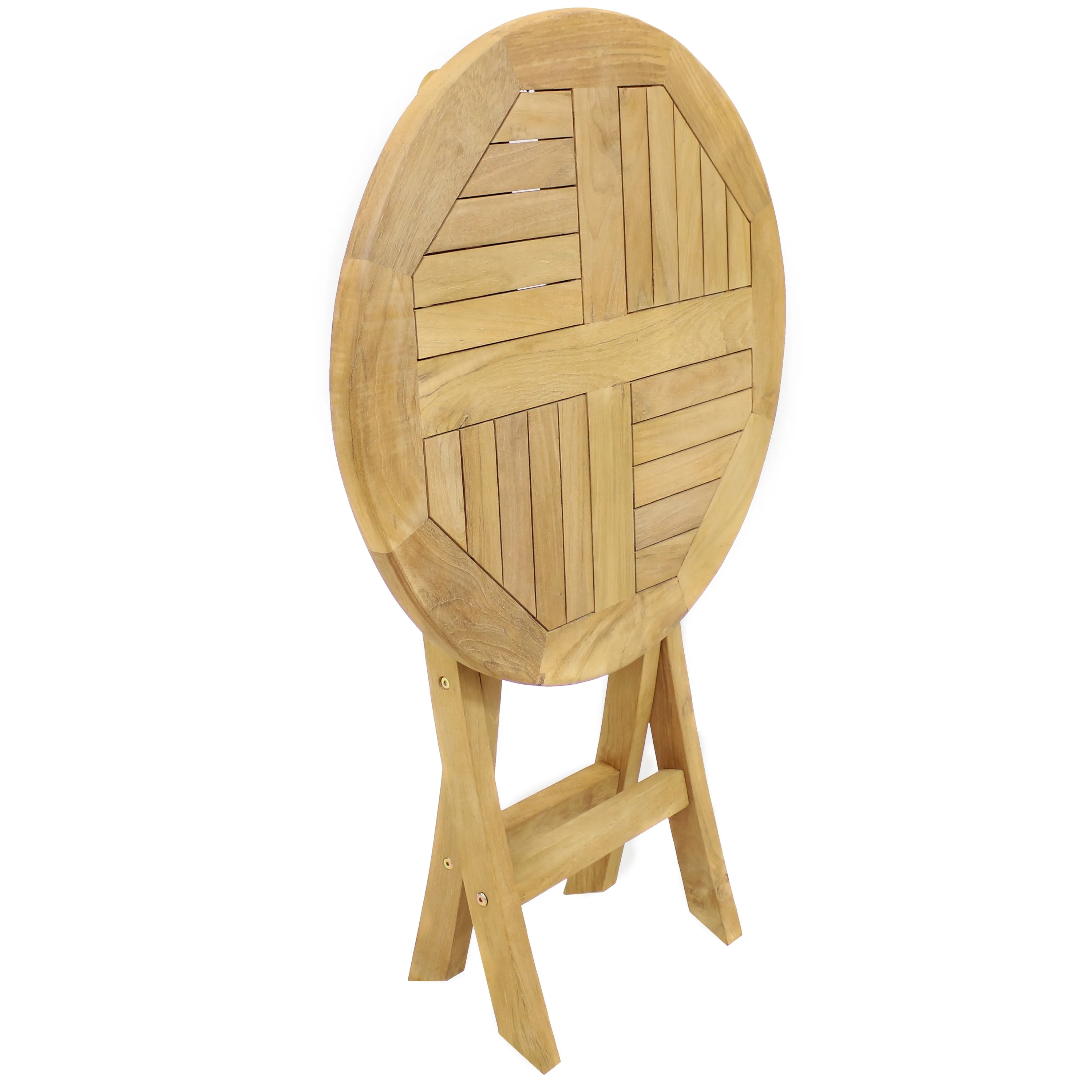 Sunnydaze Premium Teak Wood Round Folding Table