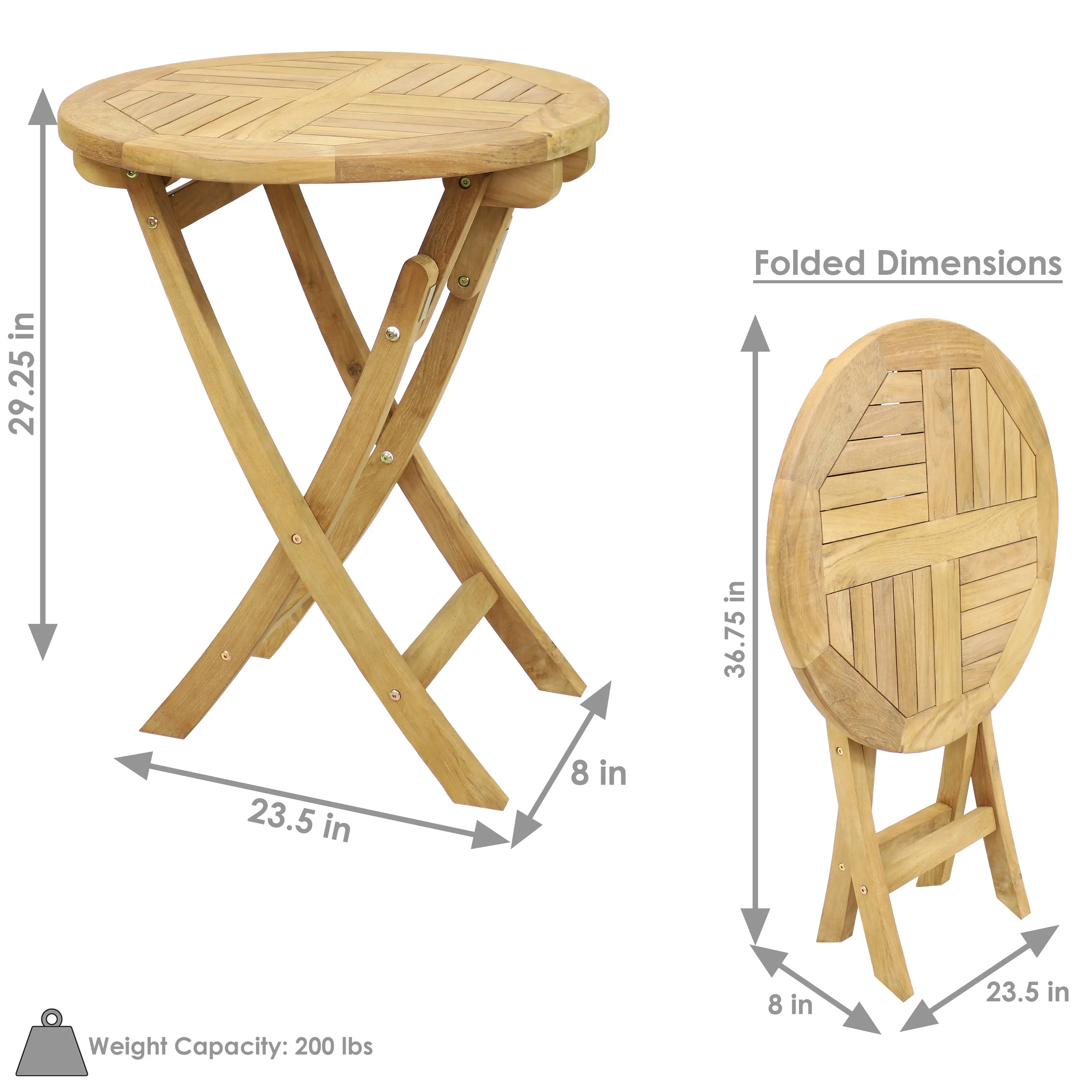 Sunnydaze Premium Teak Wood Round Folding Table